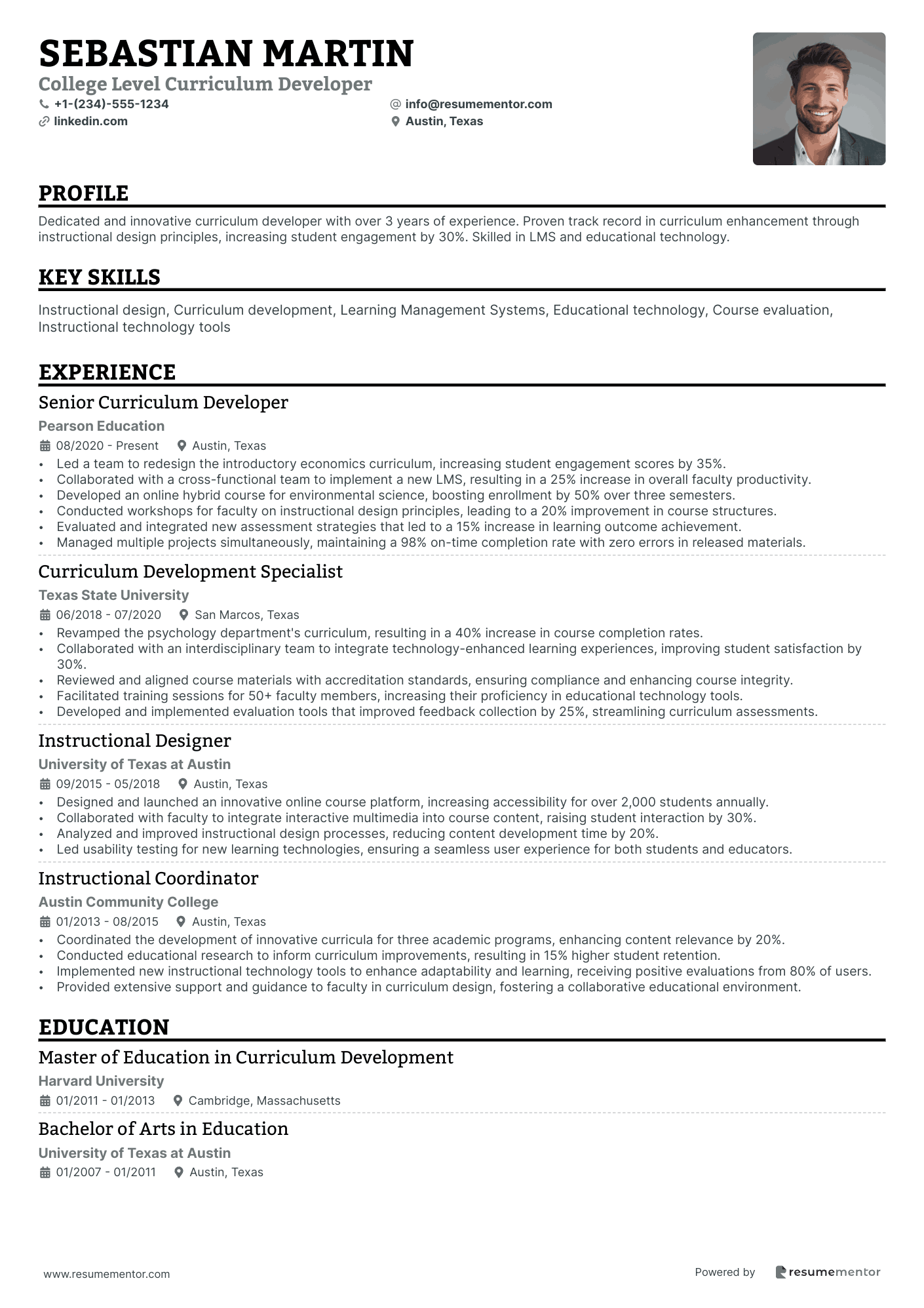 College Level Curriculum Developer