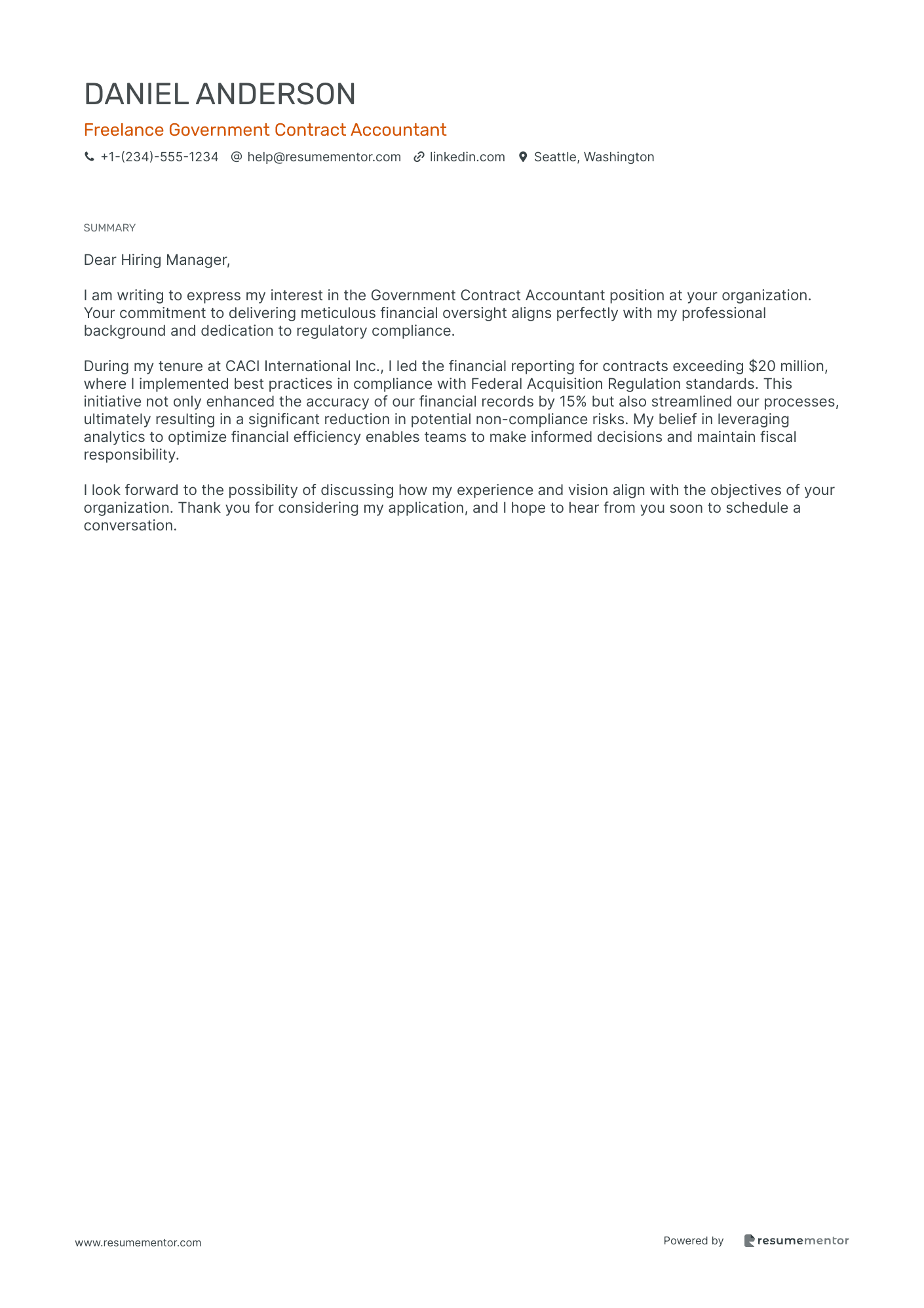 Freelance Government Contract Accountant