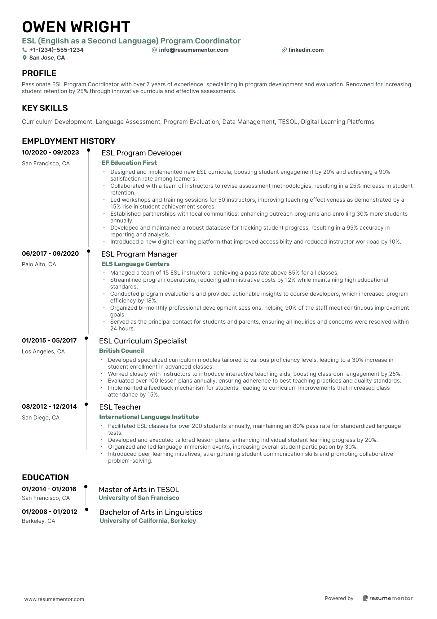 ESL (English as a Second Language) Program Coordinator