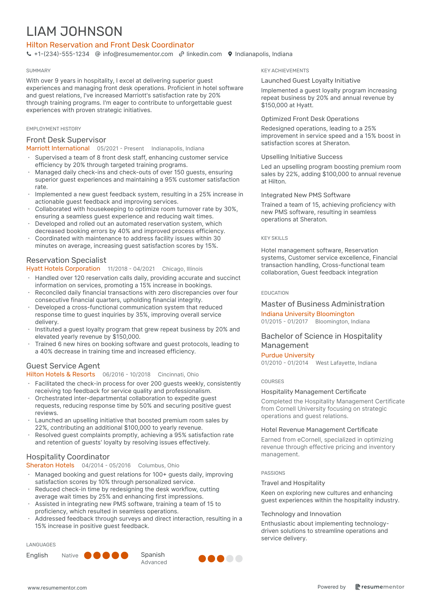 Hilton Reservation and Front Desk Coordinator