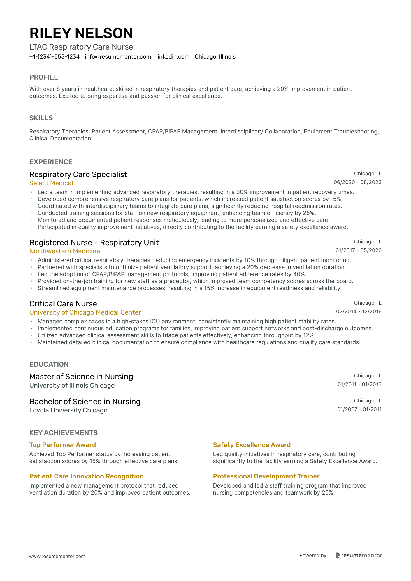 LTAC Respiratory Care Nurse