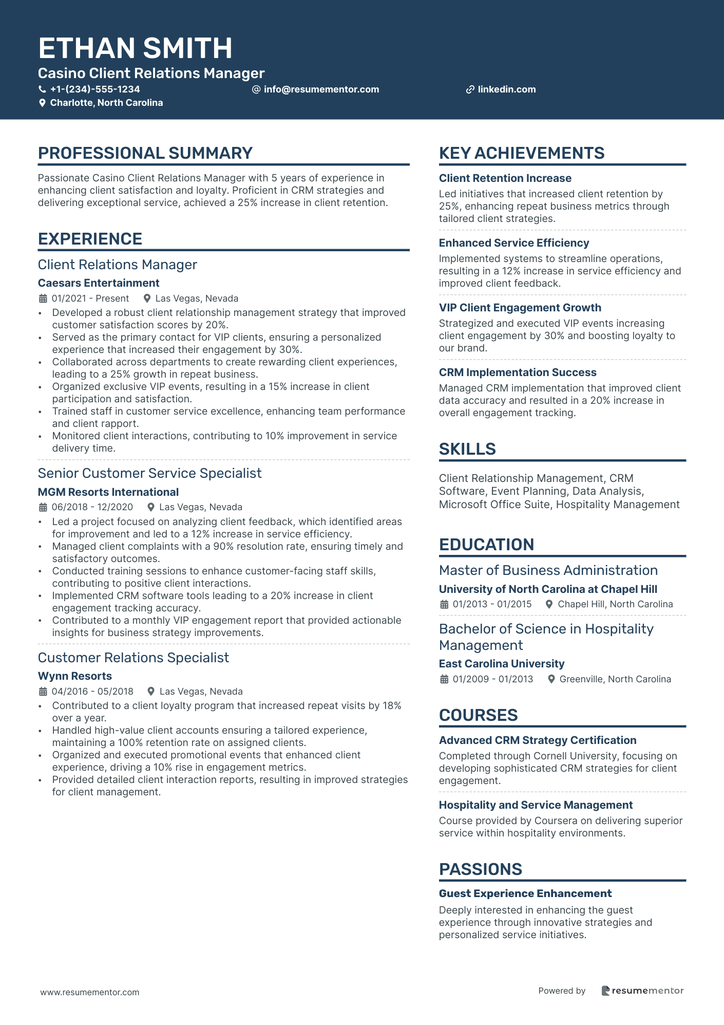 Casino Client Relations Manager