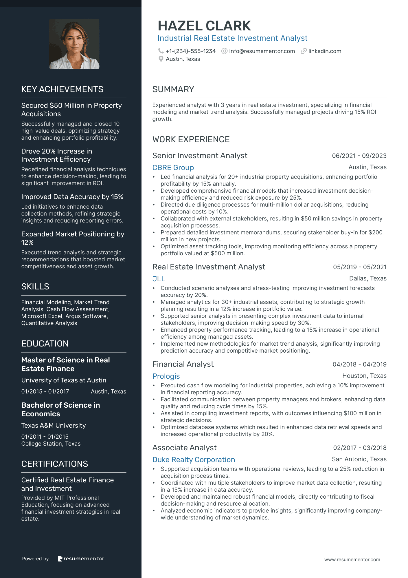 Industrial Real Estate Investment Analyst