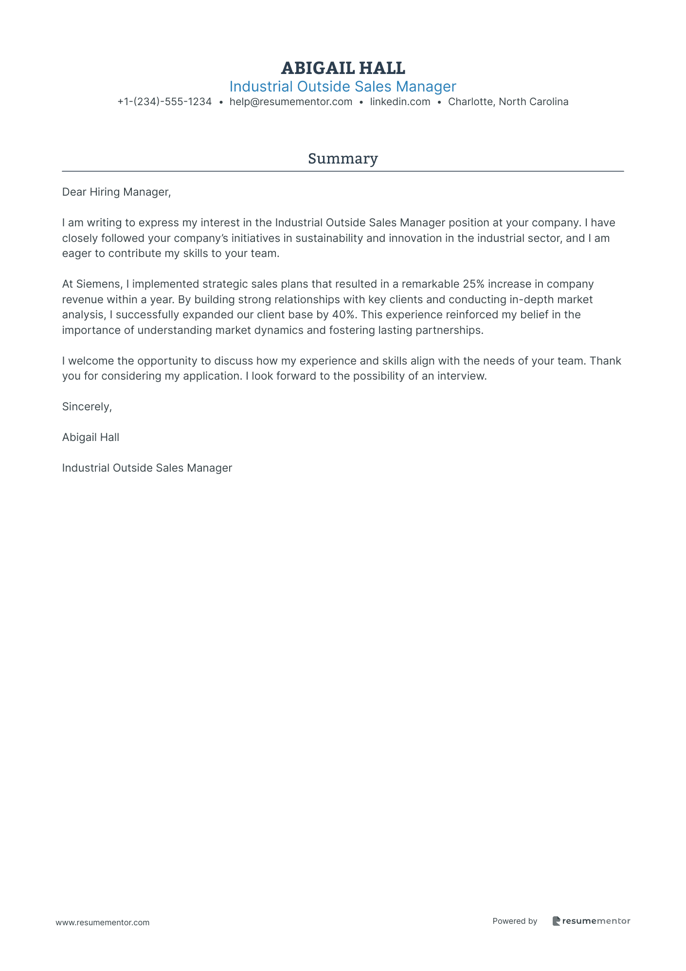 Industrial Outside Sales Manager