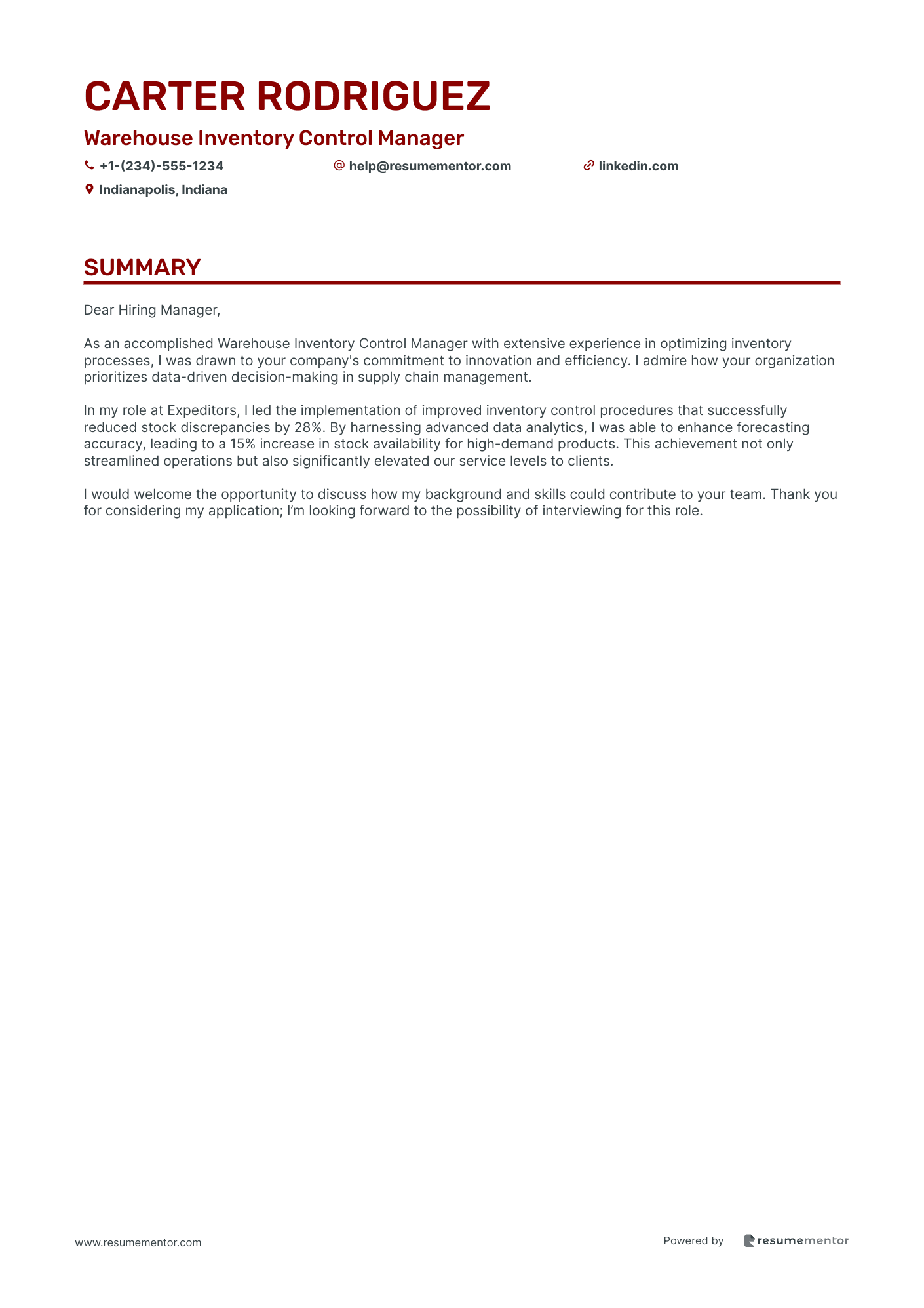 Warehouse Inventory Control Manager