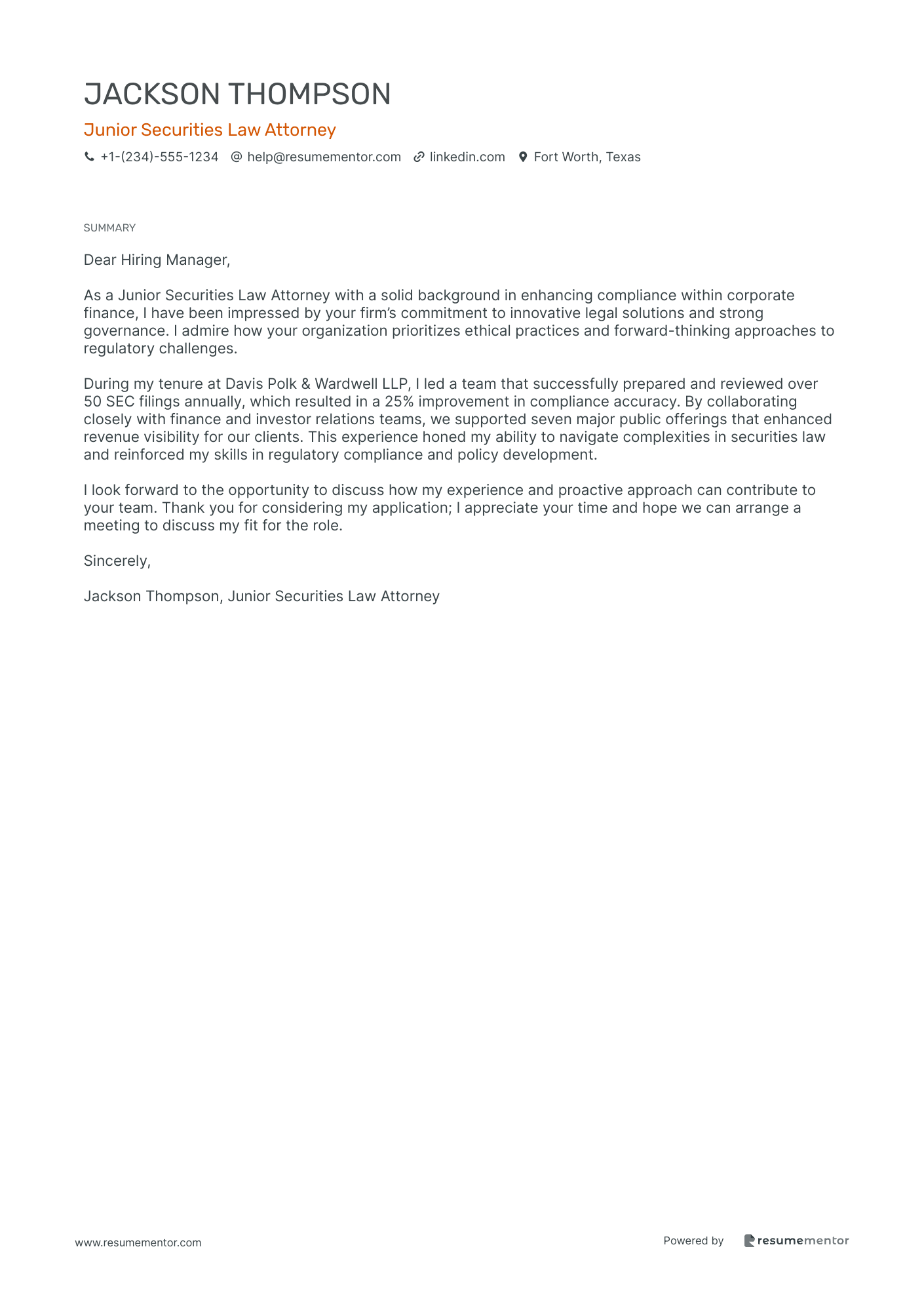 Junior Securities Law Attorney
