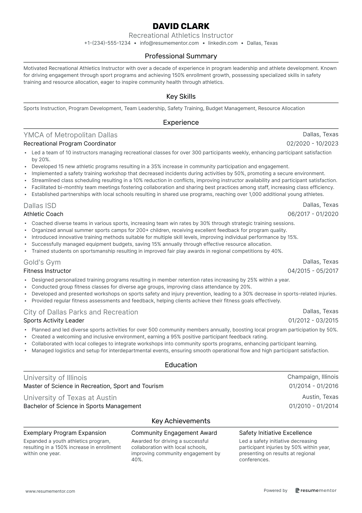 Recreational Athletics Instructor