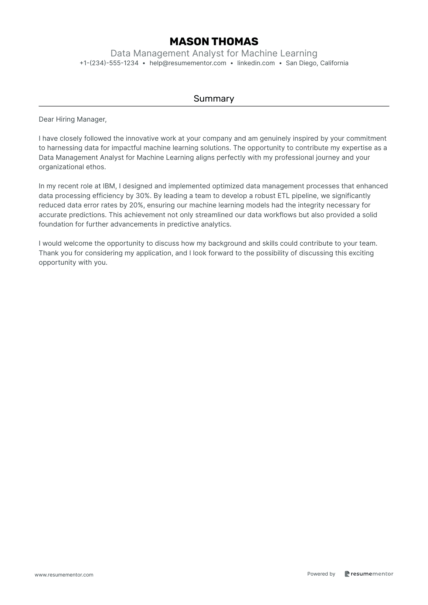 Data Management Analyst for Machine Learning