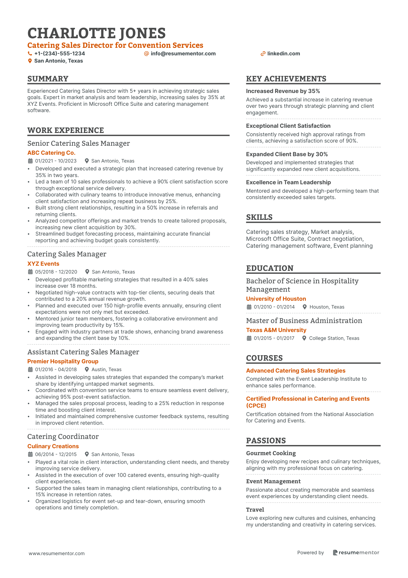 Catering Sales Director for Convention Services