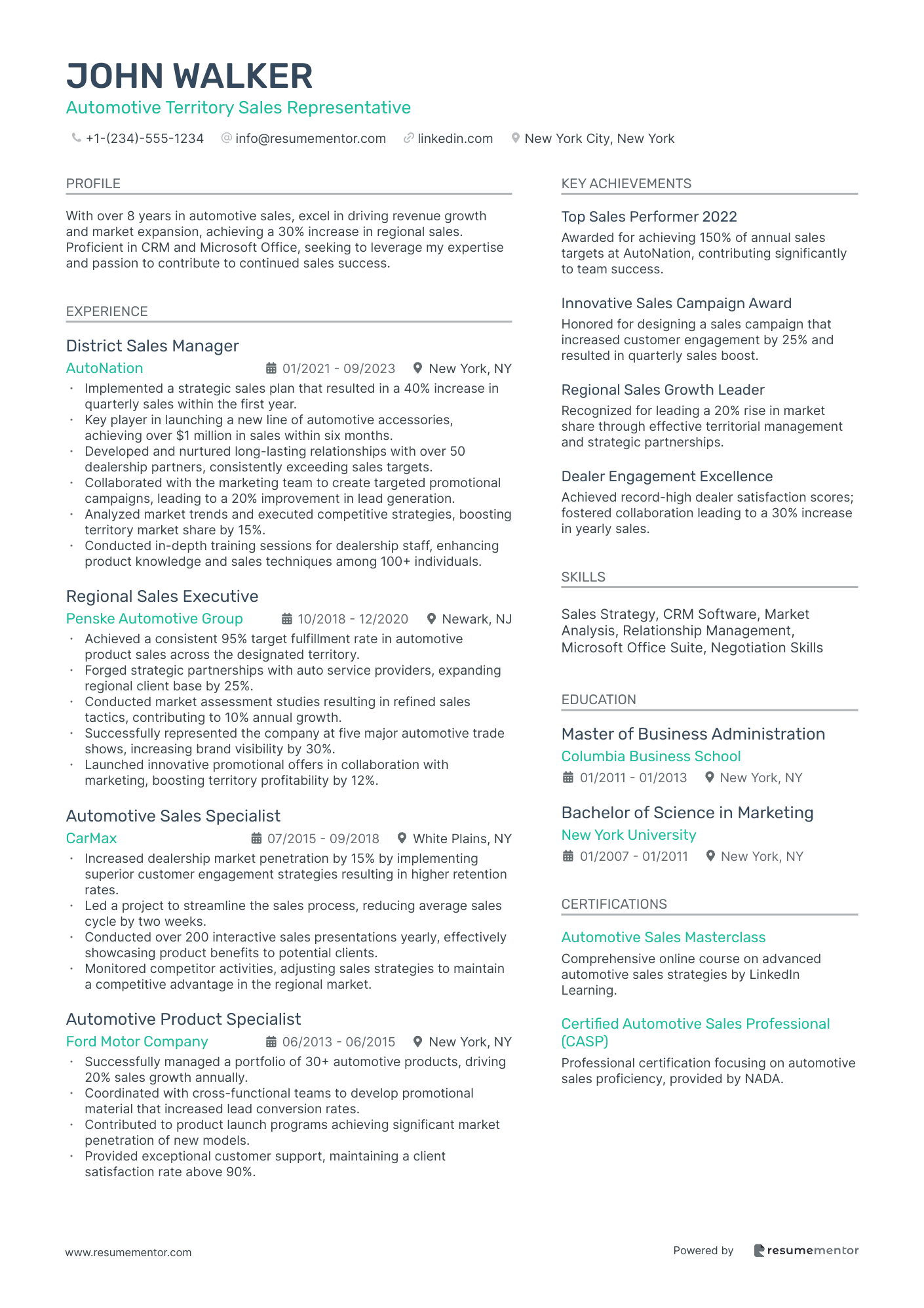 Automotive Territory Sales Representative