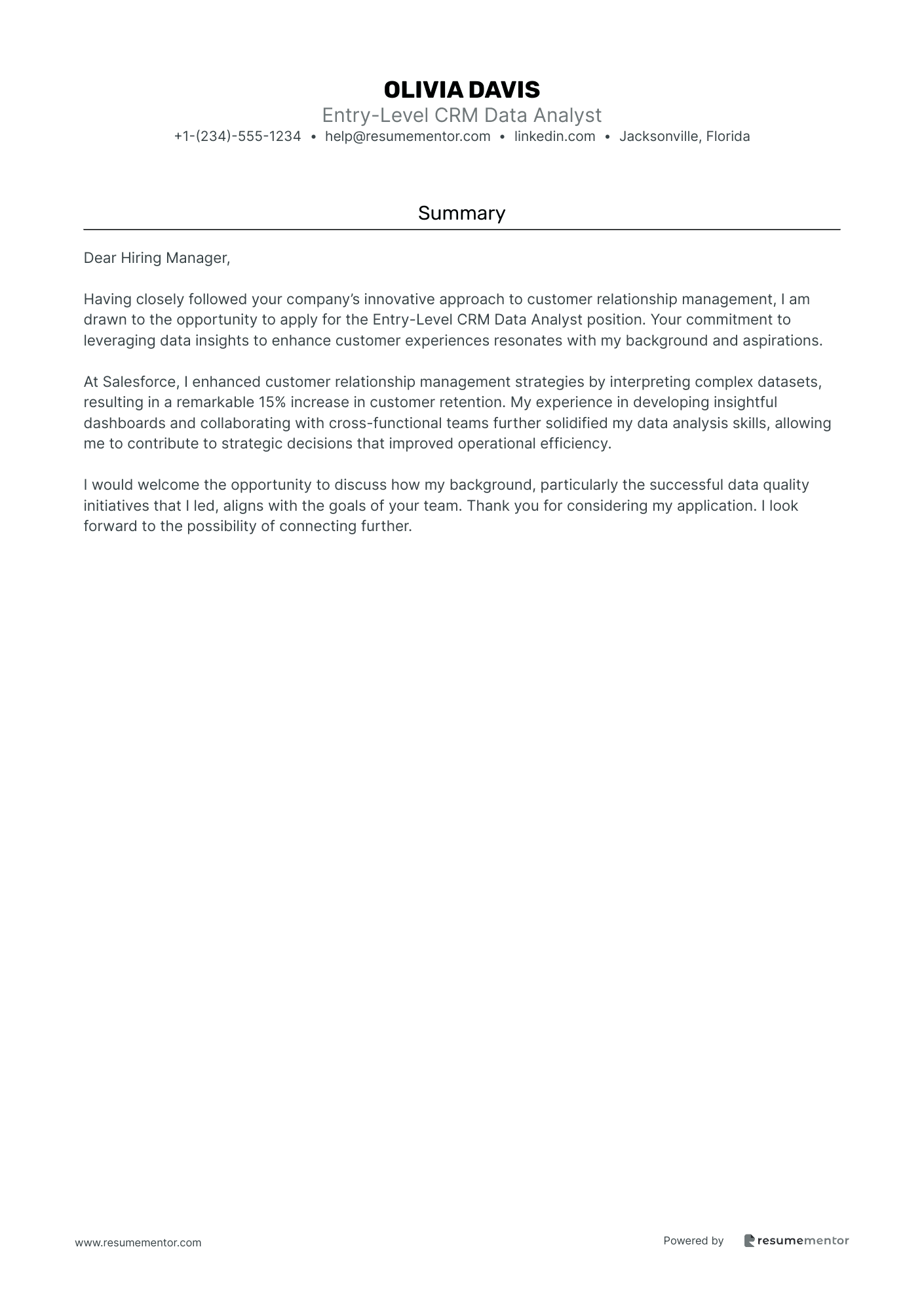 Entry Level CRM Data Analyst