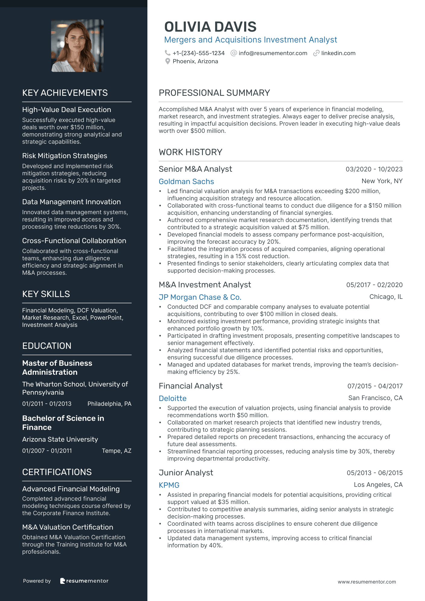Mergers and Acquisitions Investment Analyst