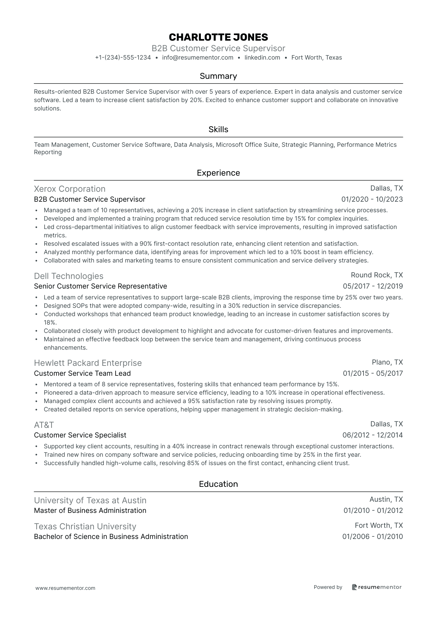 B2B Customer Service Supervisor