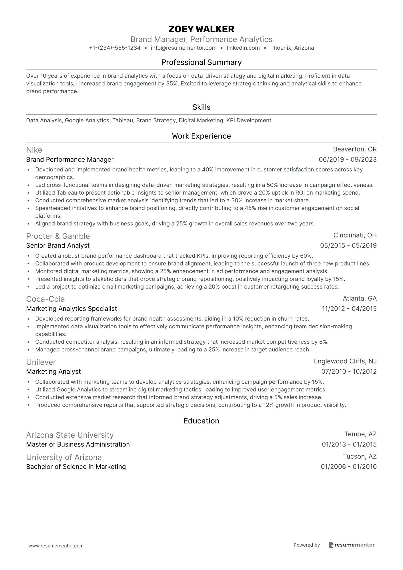 Brand Manager, Performance Analytics