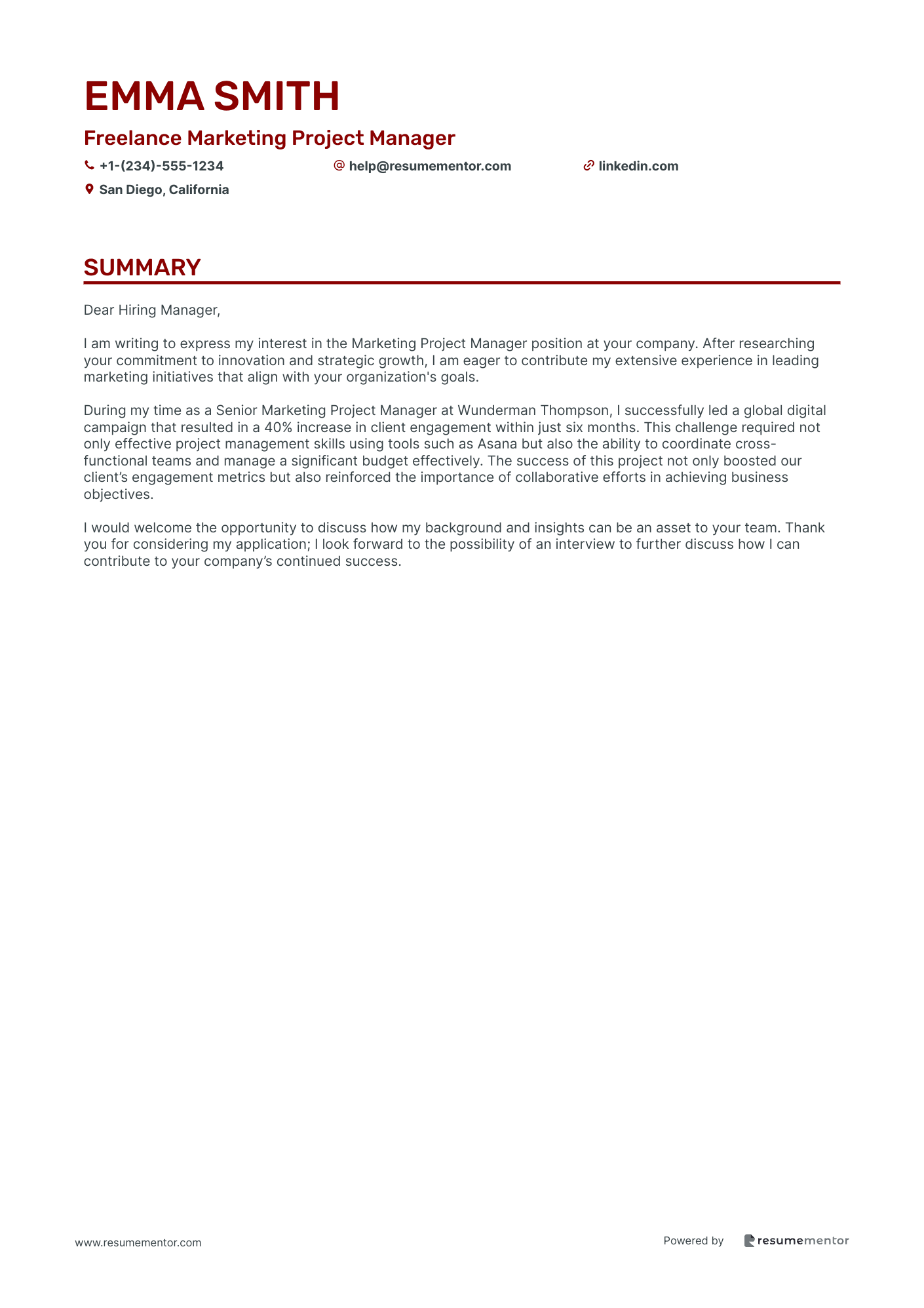 Freelance Marketing Project Manager