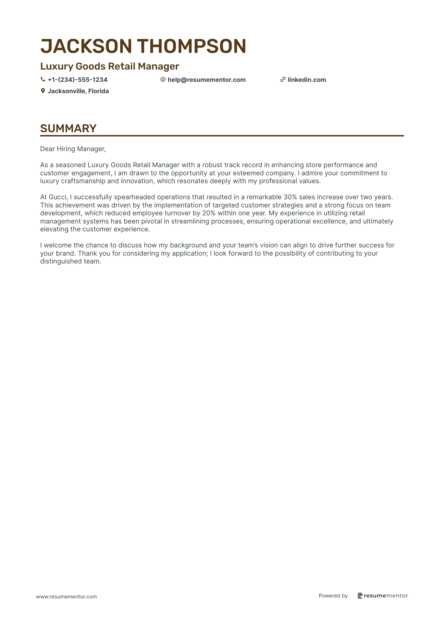 Luxury Goods Retail Manager