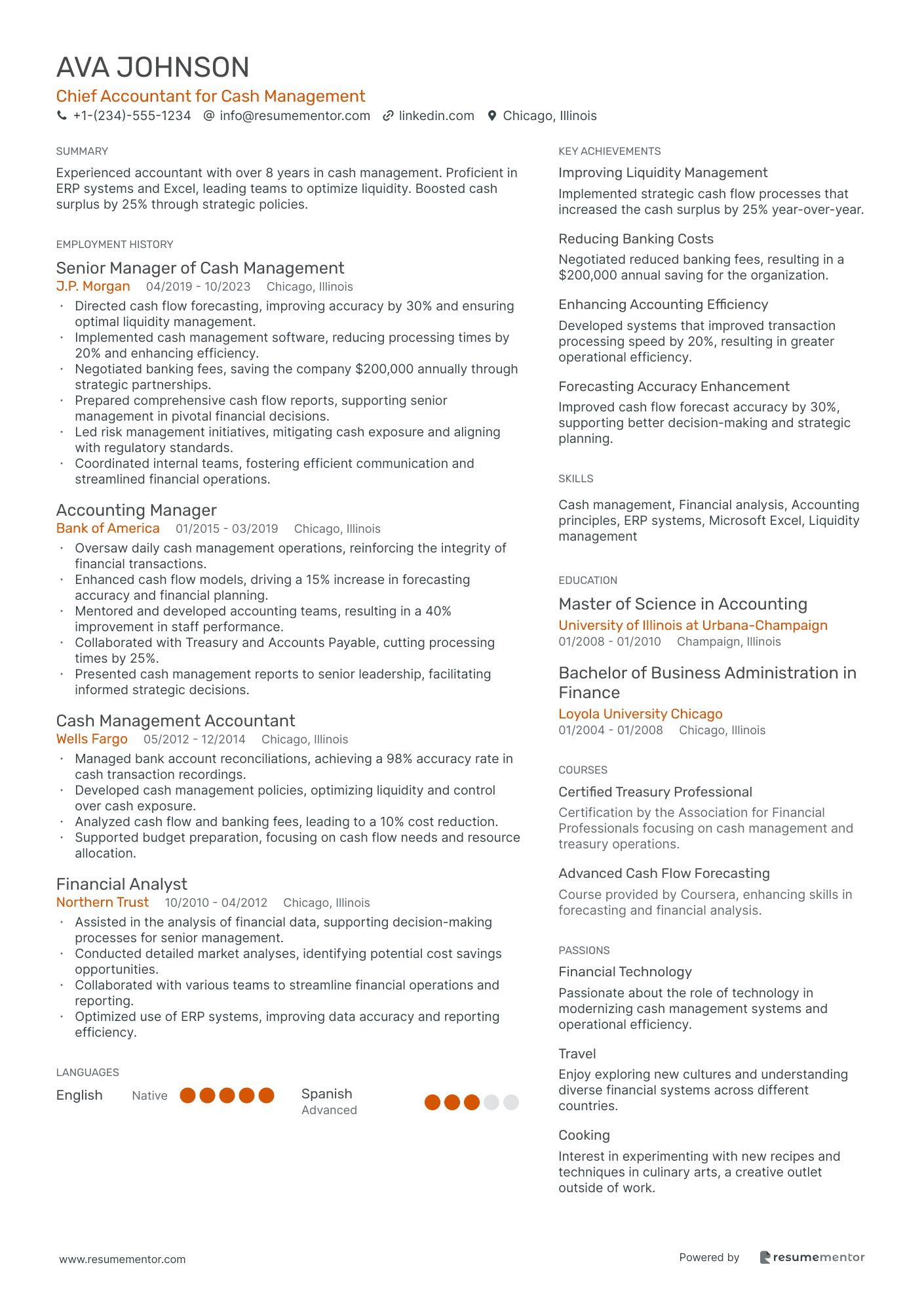 Chief Accountant for Cash Management
