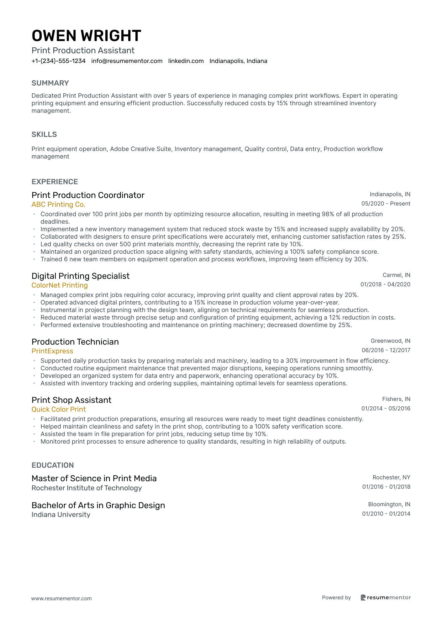 Print Production Assistant