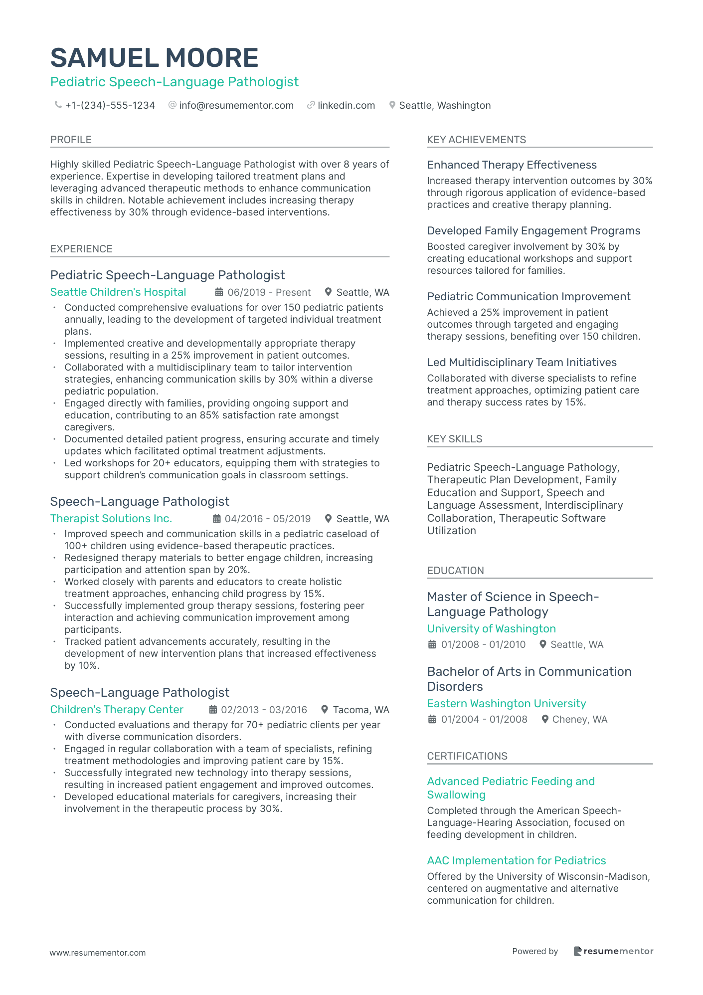 Pediatric Speech Language Pathologist