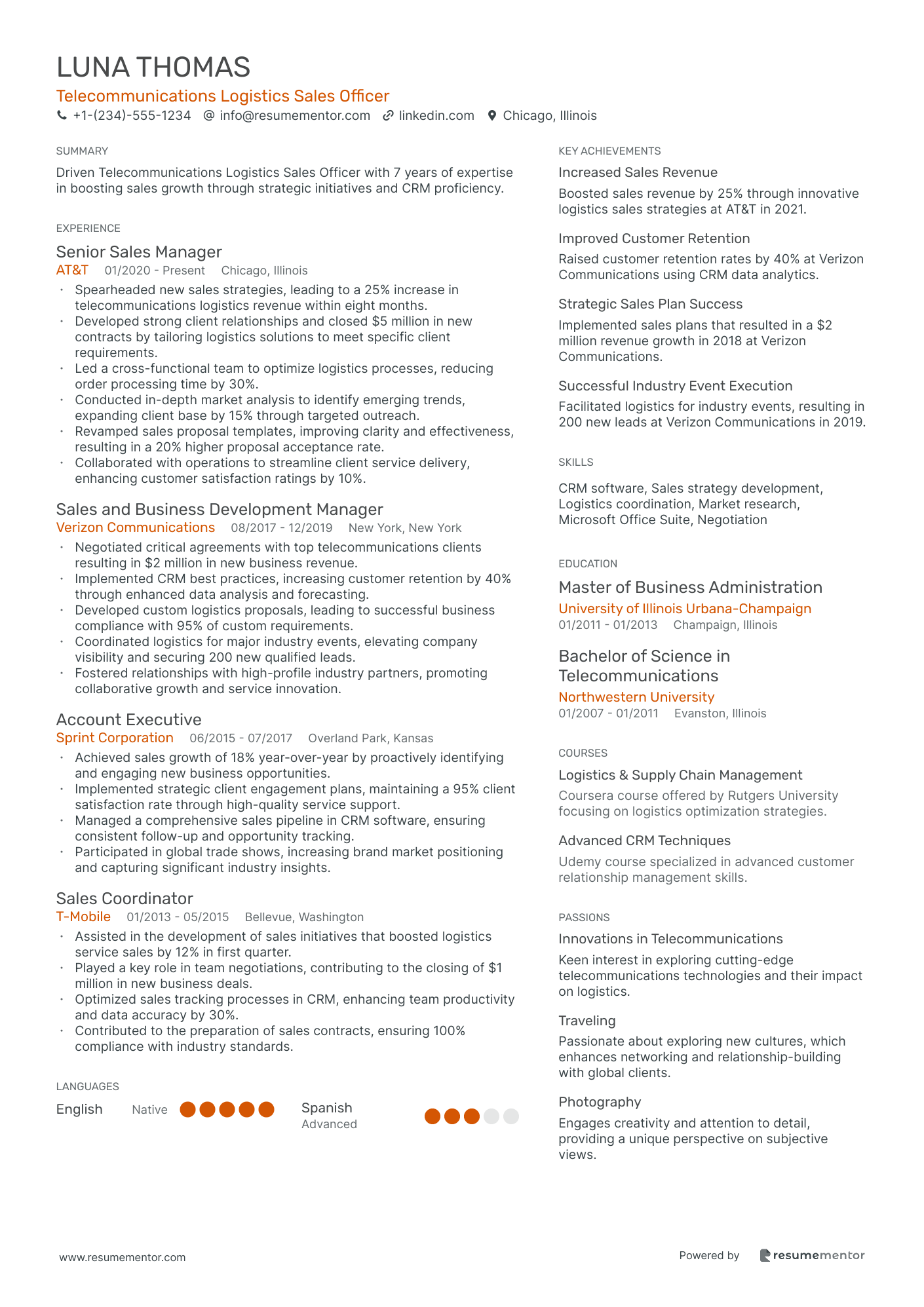 Telecommunications Logistics Sales Officer