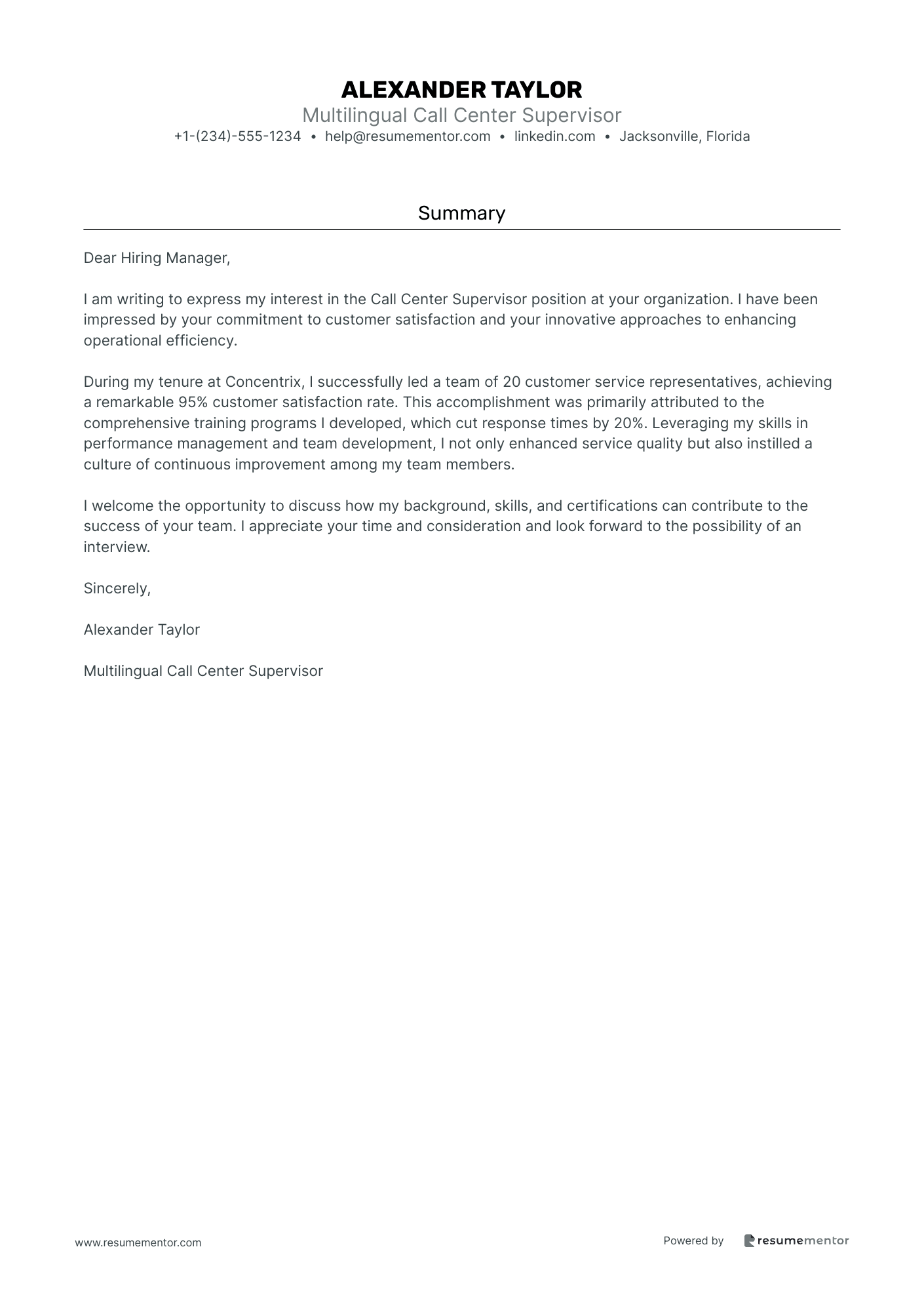 Multilingual Call Center Supervisor
