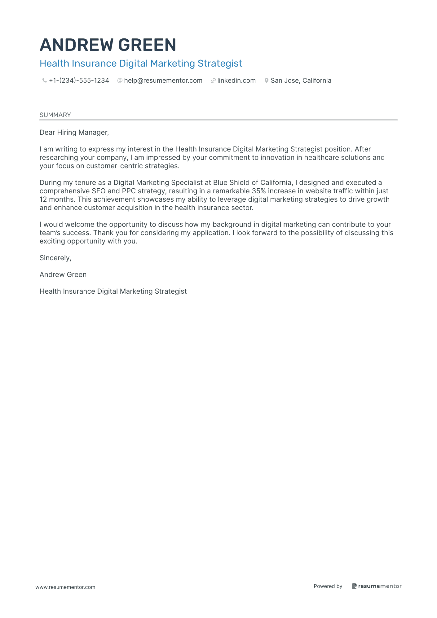 Health Insurance Digital Marketing Strategist