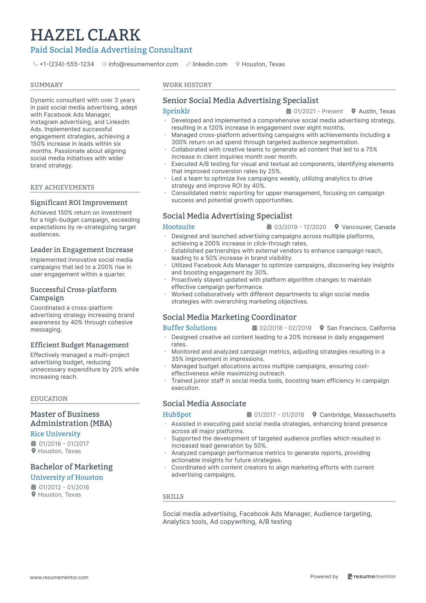 Paid Social Media Advertising Consultant