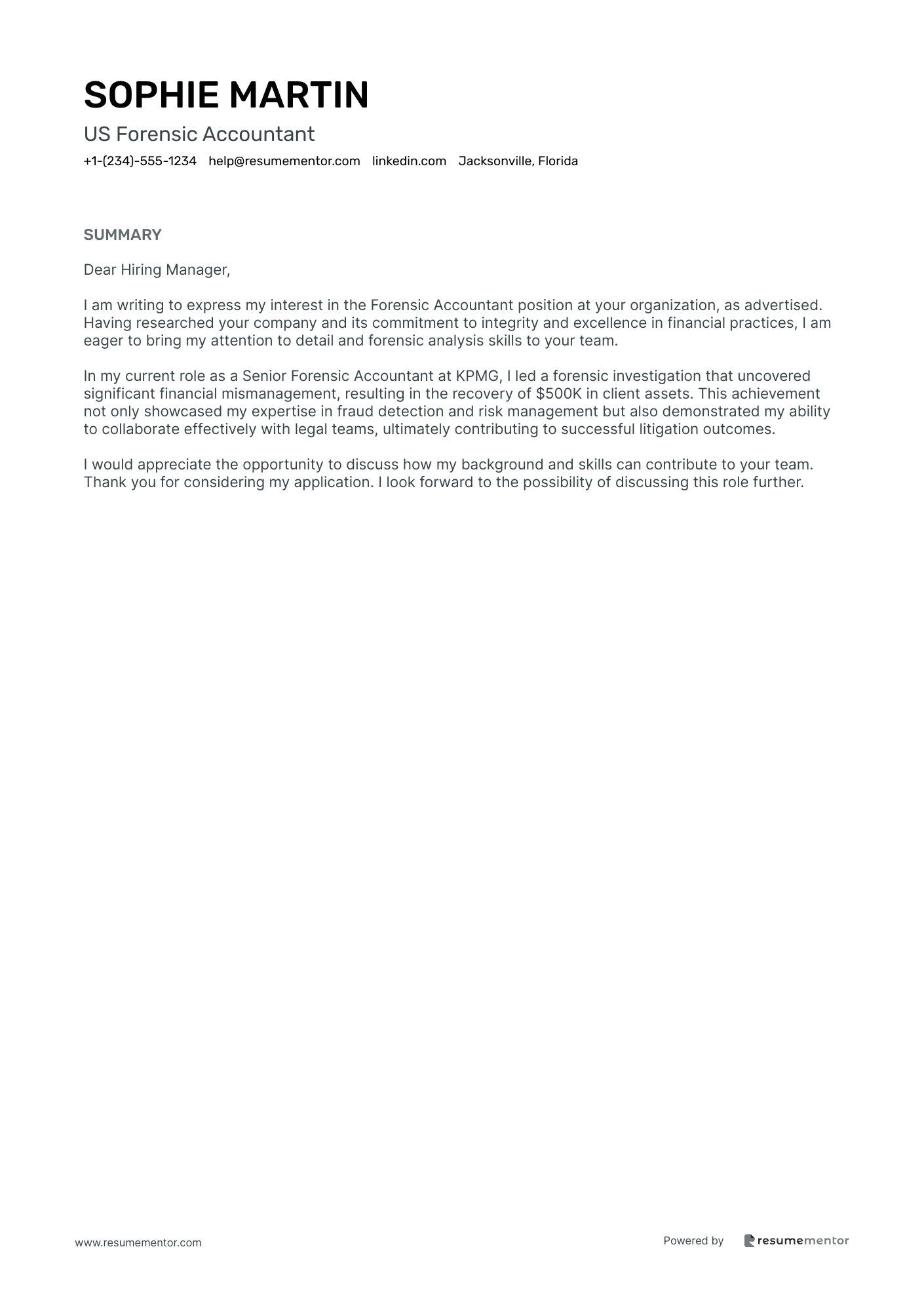 US Forensic Accountant