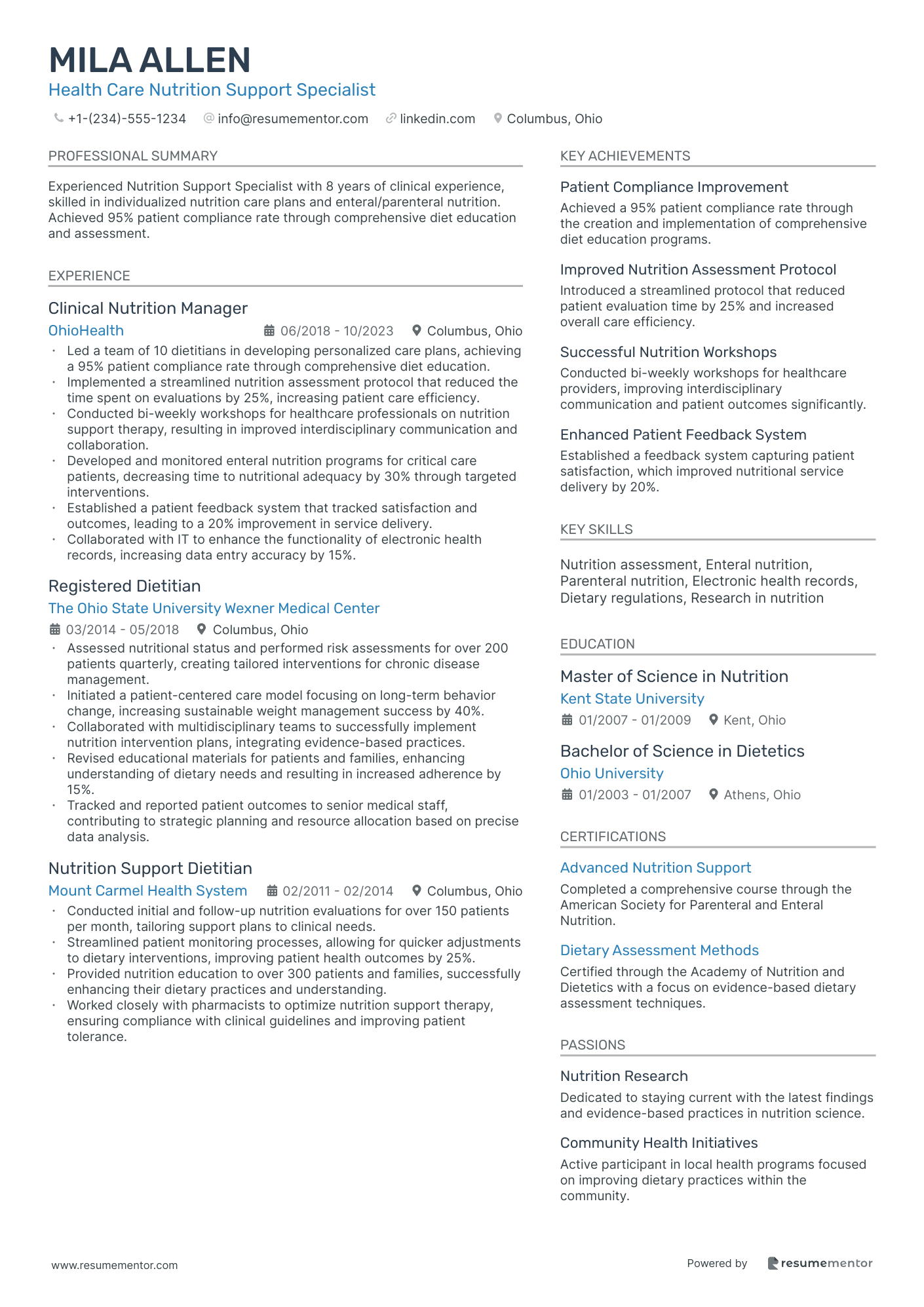 Health Care Nutrition Support Specialist