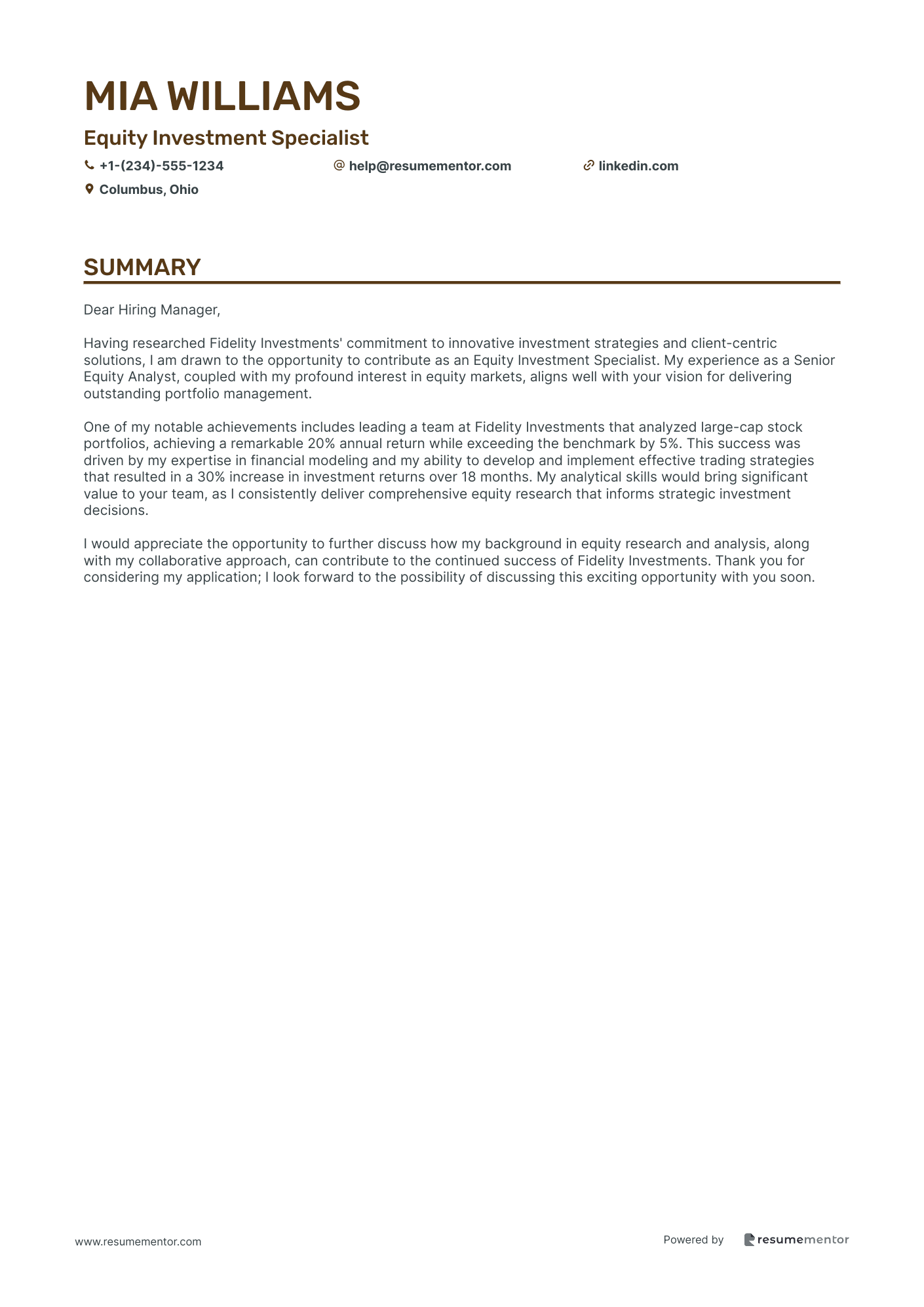 Equity Investment Specialist