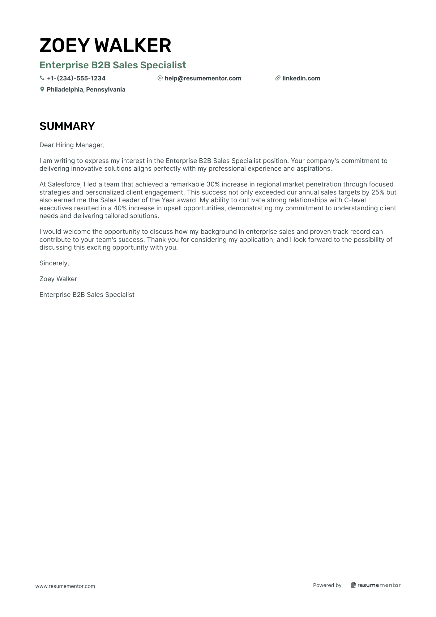 Enterprise B2B Sales Specialist