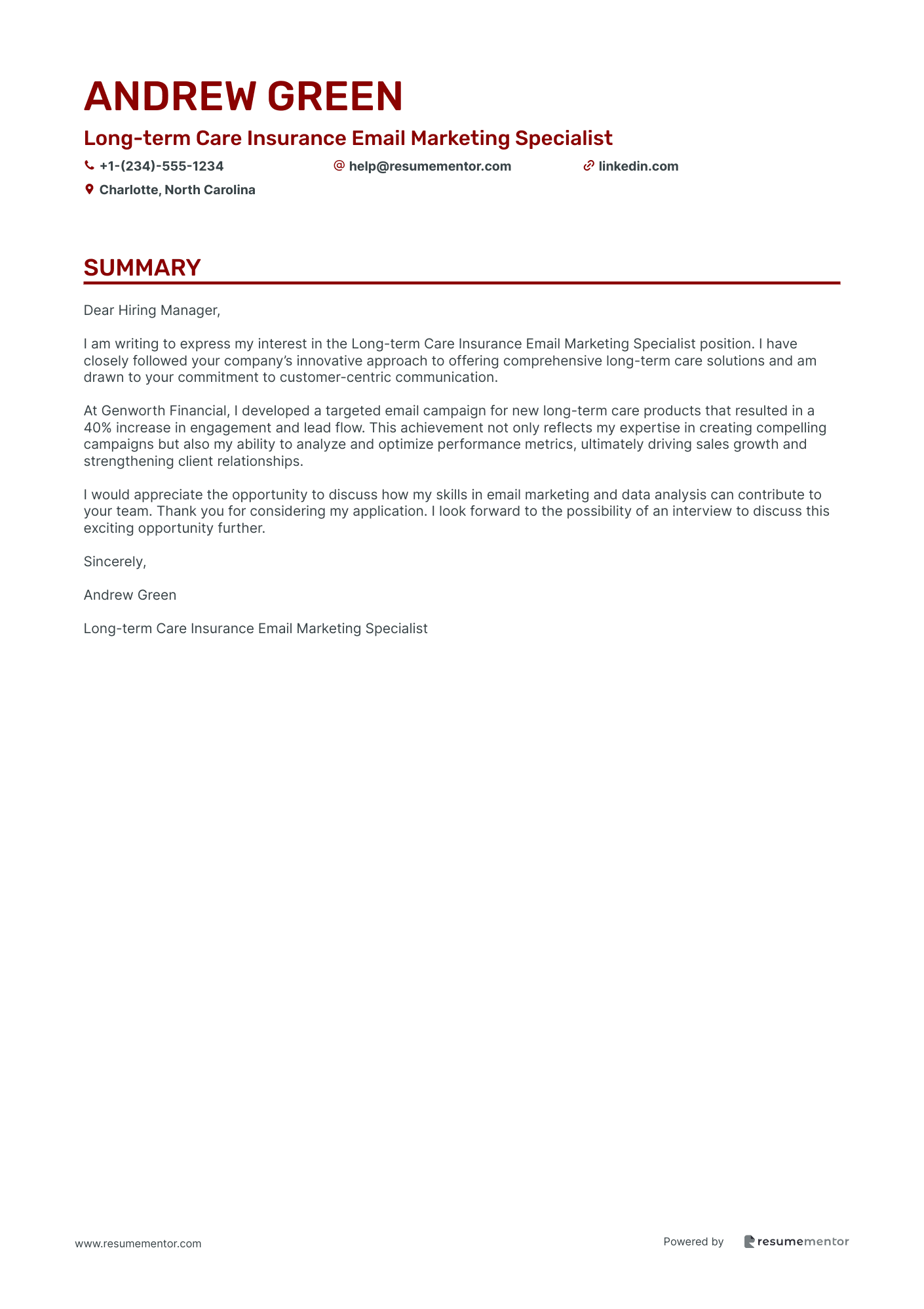 Long term Care Insurance Email Marketing Specialist