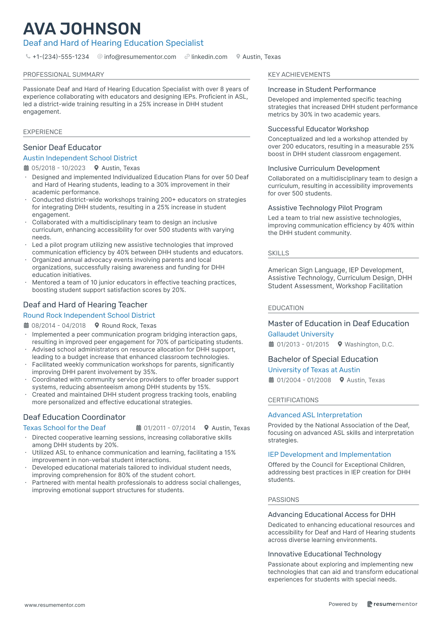 Deaf and Hard of Hearing Education Specialist