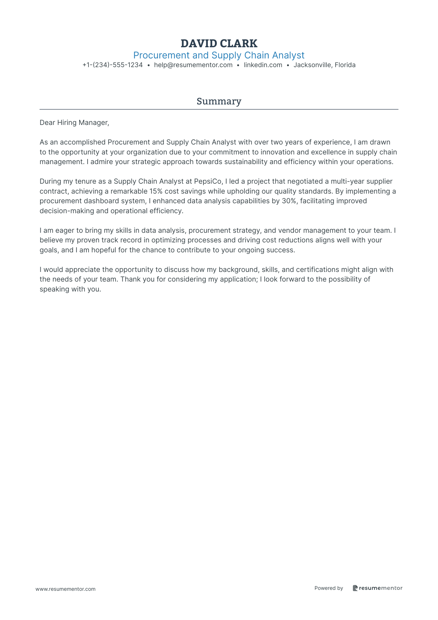 Procurement and Supply Chain Analyst