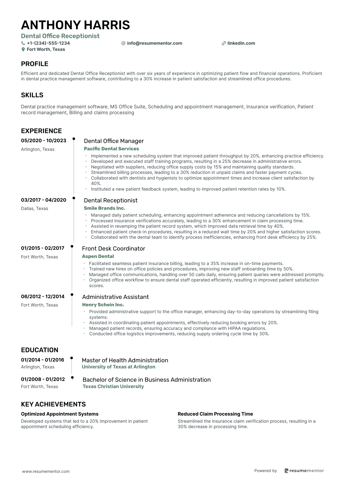 Dental Office Receptionist