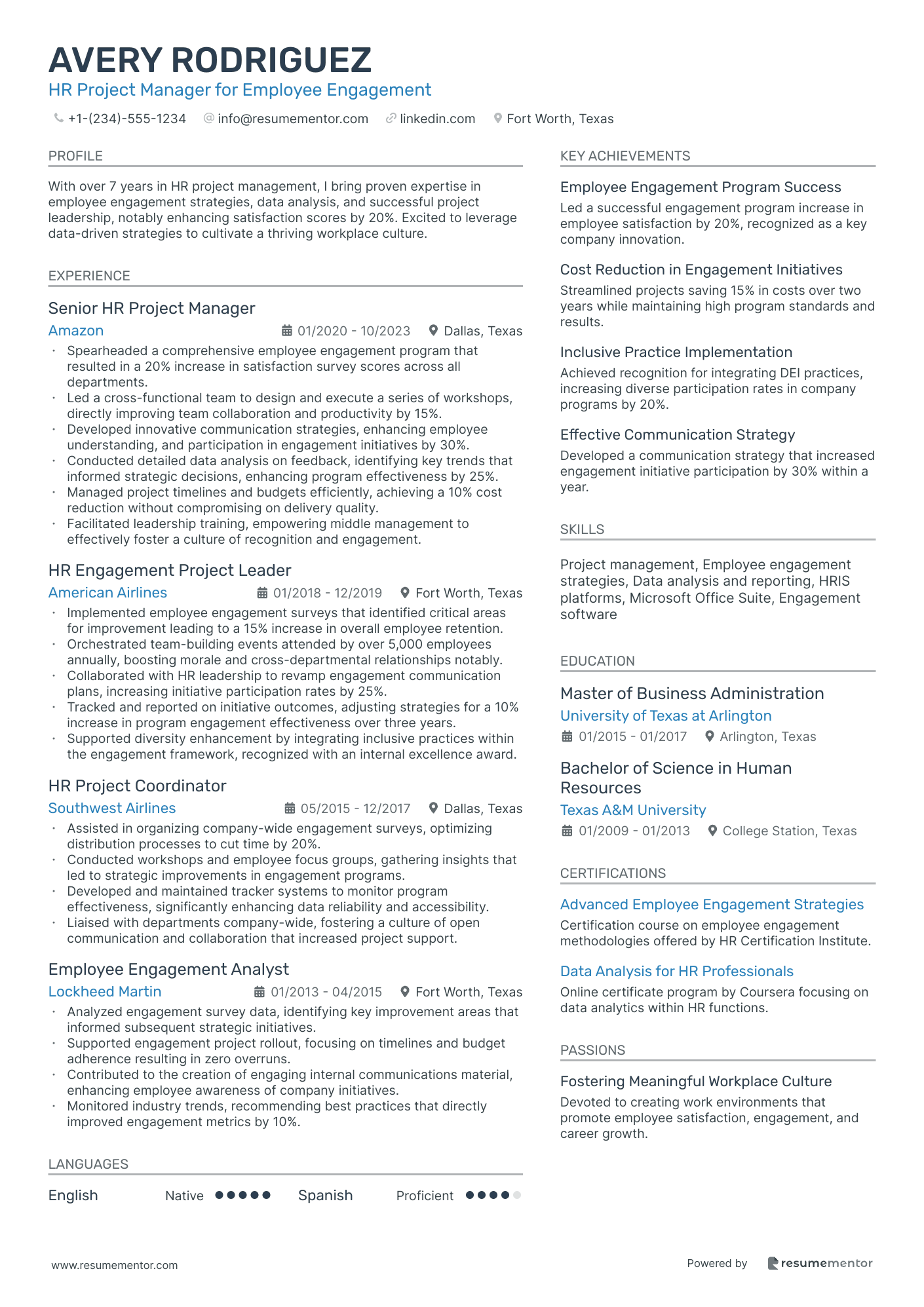 HR Project Manager for Employee Engagement