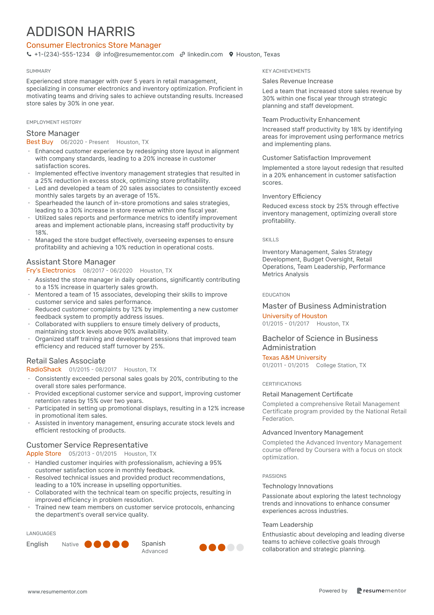 Consumer Electronics Store Manager