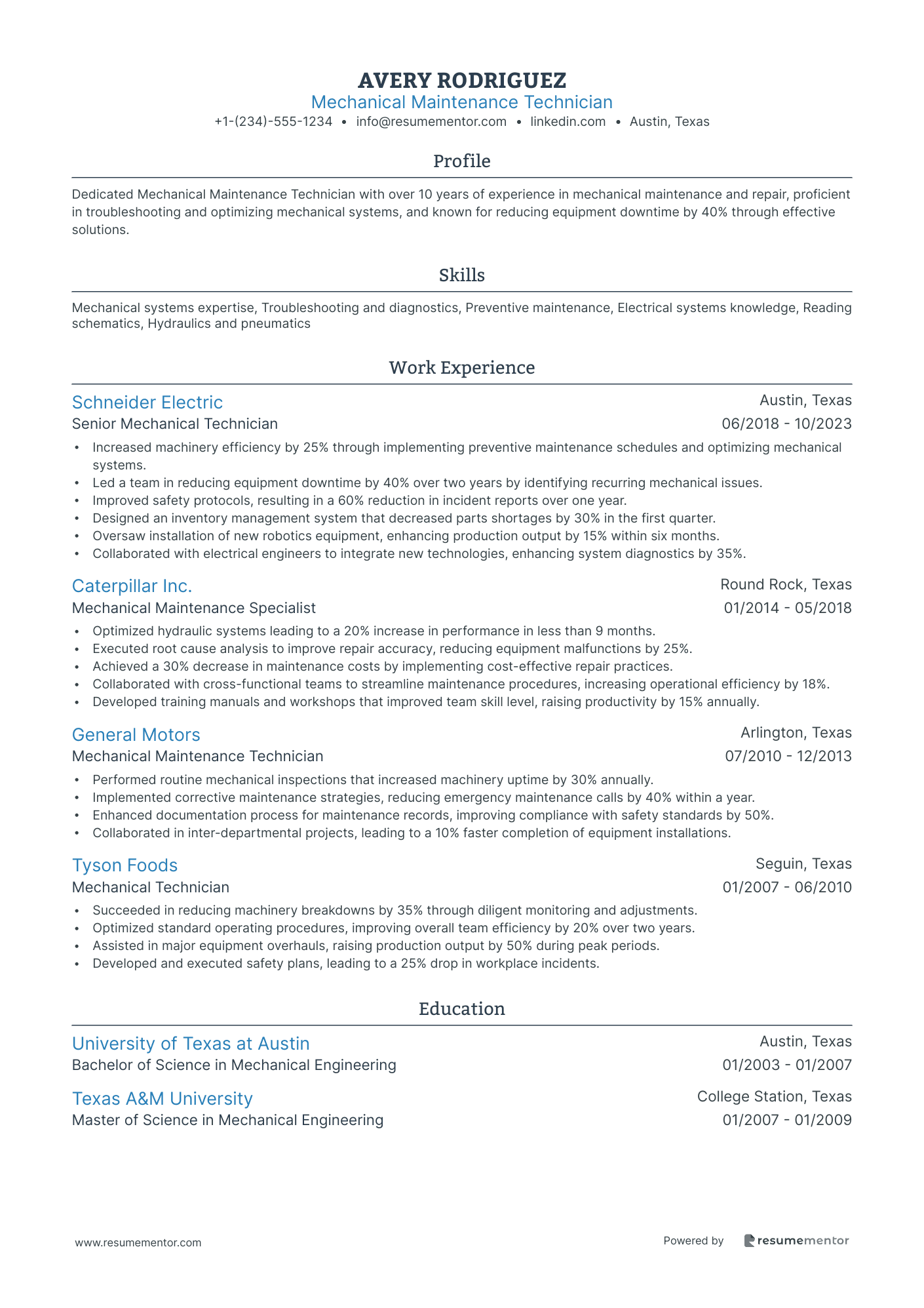 Mechanical Maintenance Technician