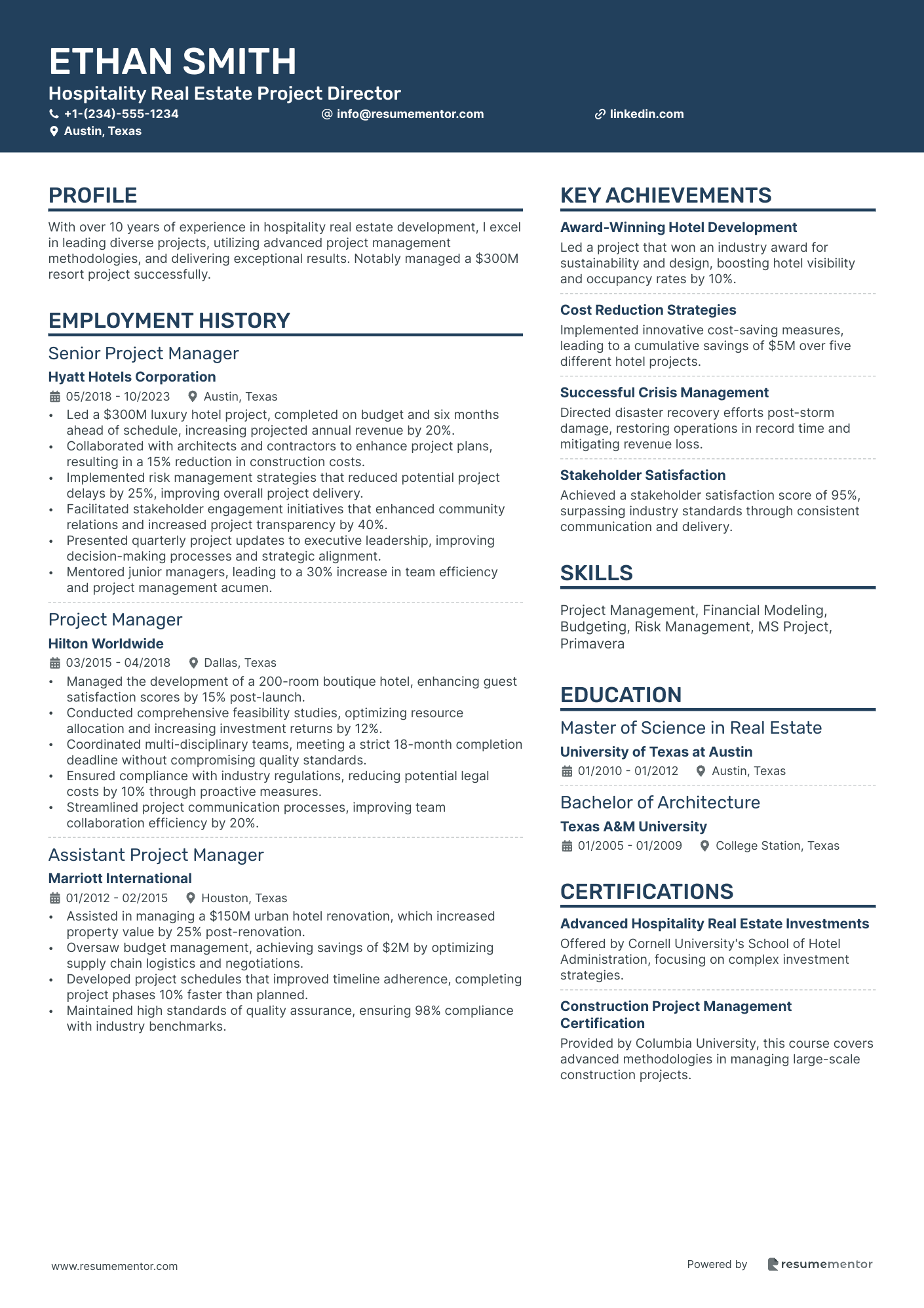 Hospitality Real Estate Project Director
