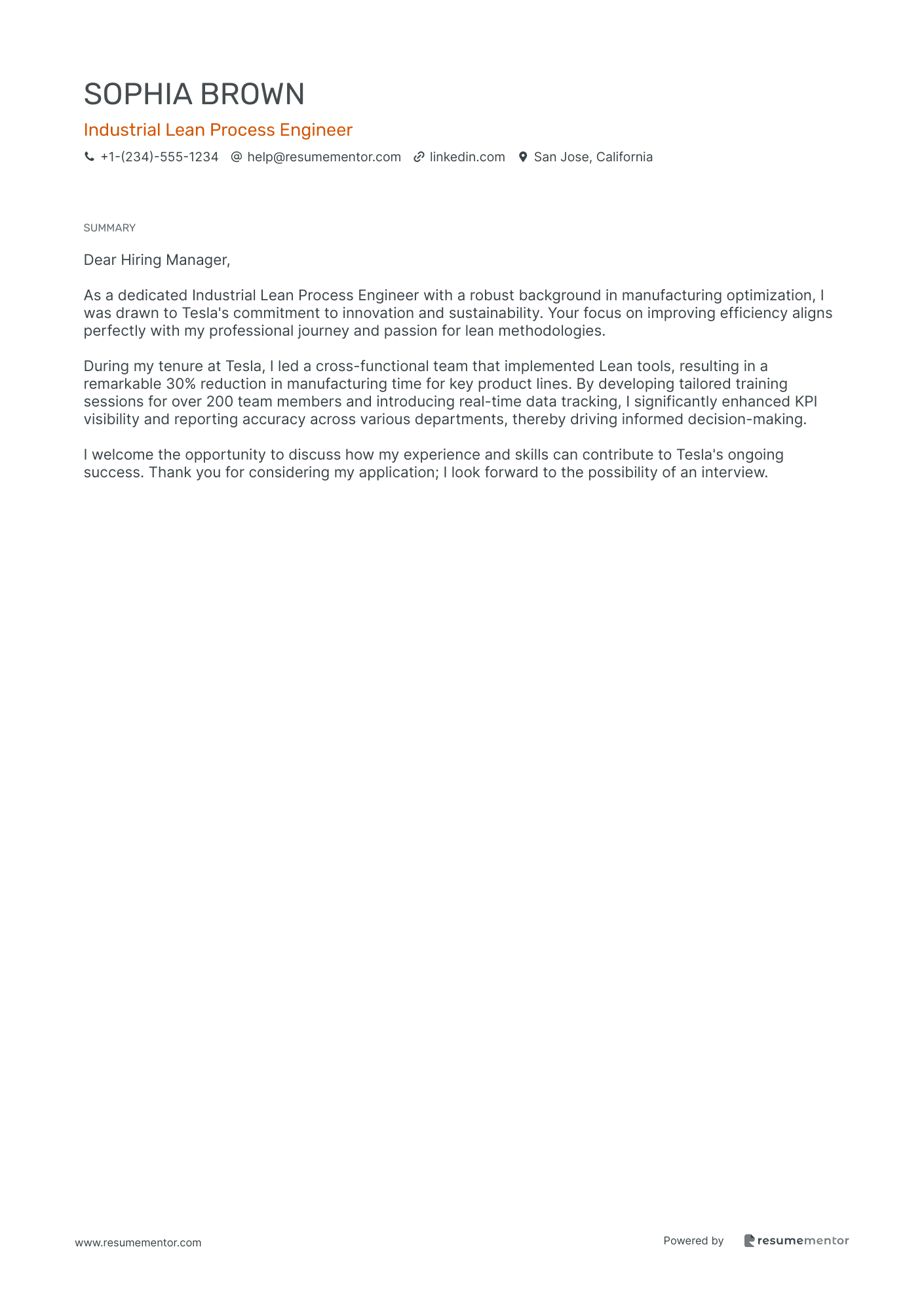 Industrial Lean Process Engineer
