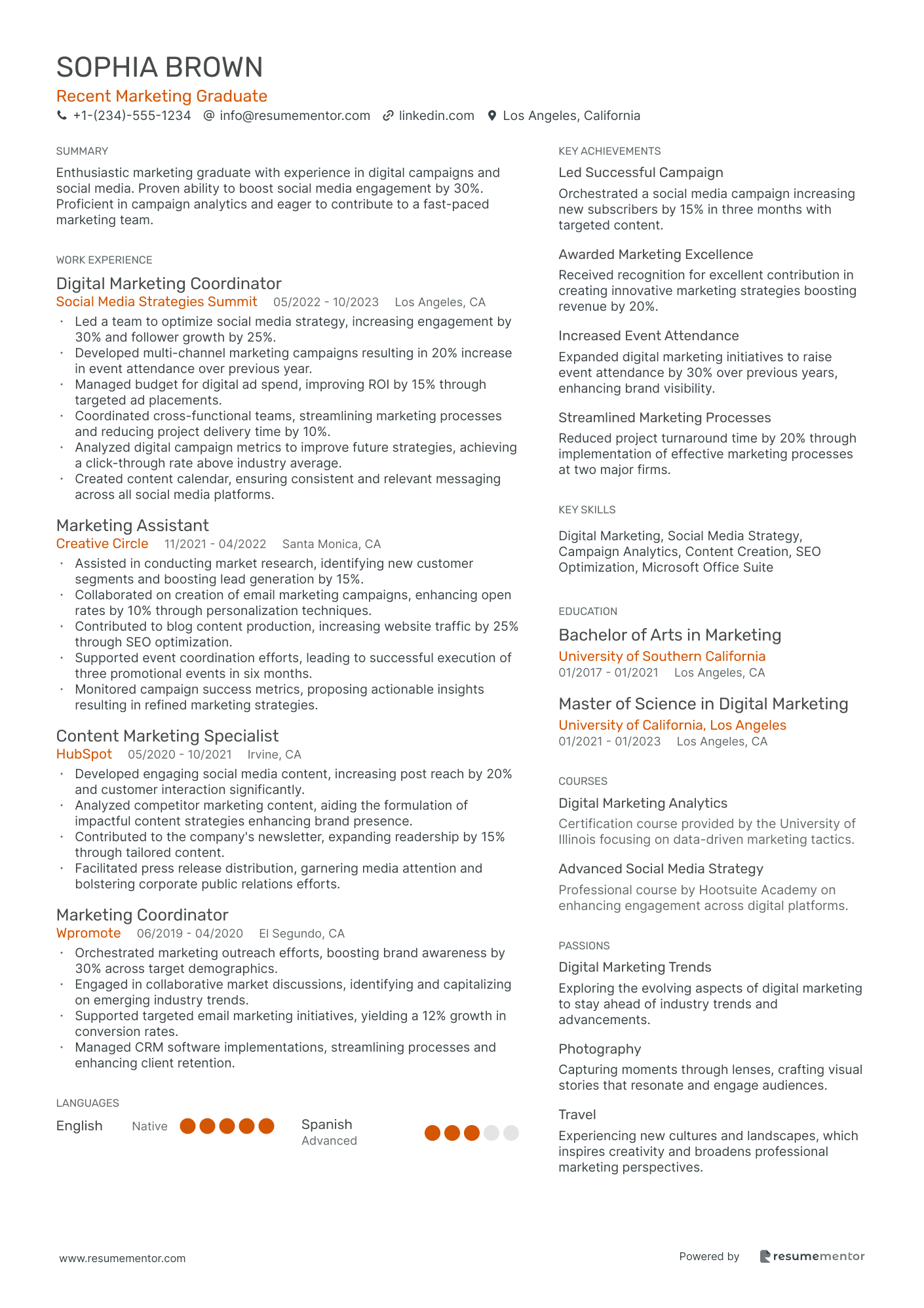 Recent Marketing Graduate