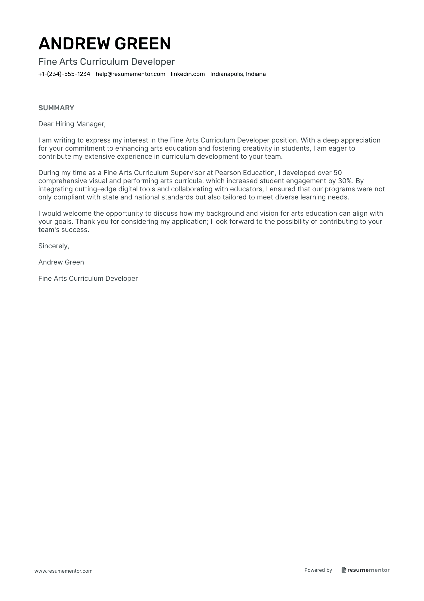 Fine Arts Curriculum Developer
