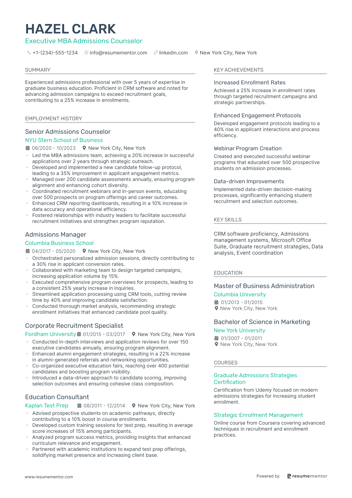 Executive MBA Admissions Counselor