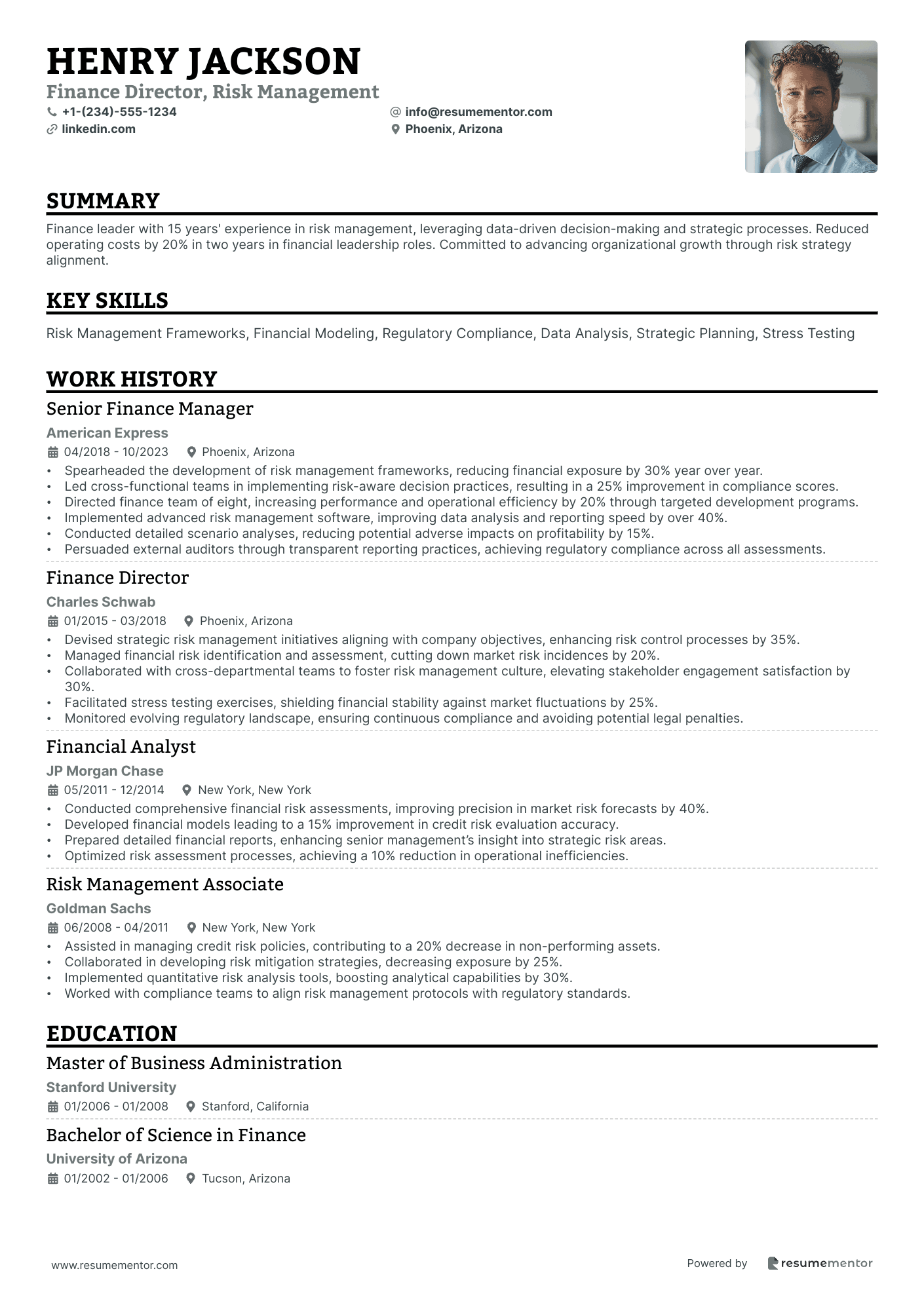 Finance Director, Risk Management