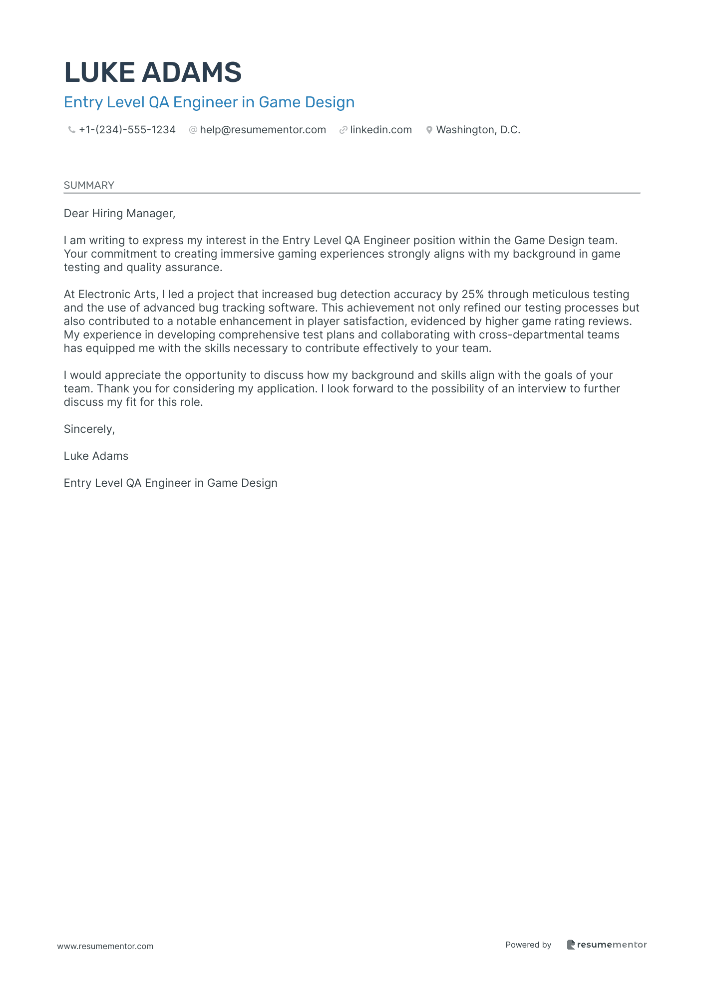 Entry Level QA Engineer in Game Design