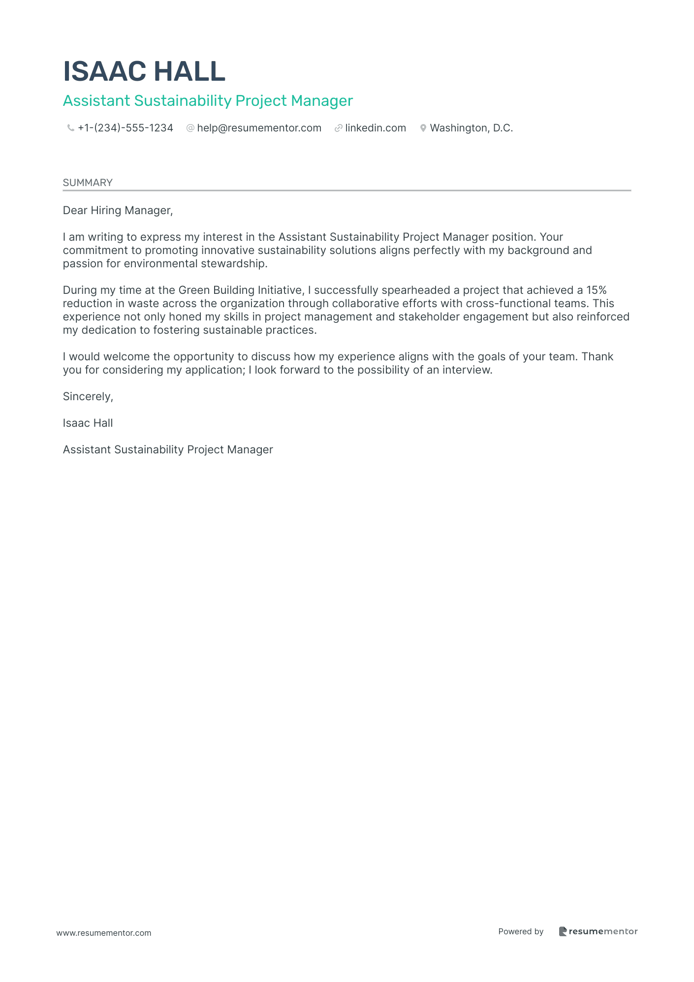 Assistant Sustainability Project Manager