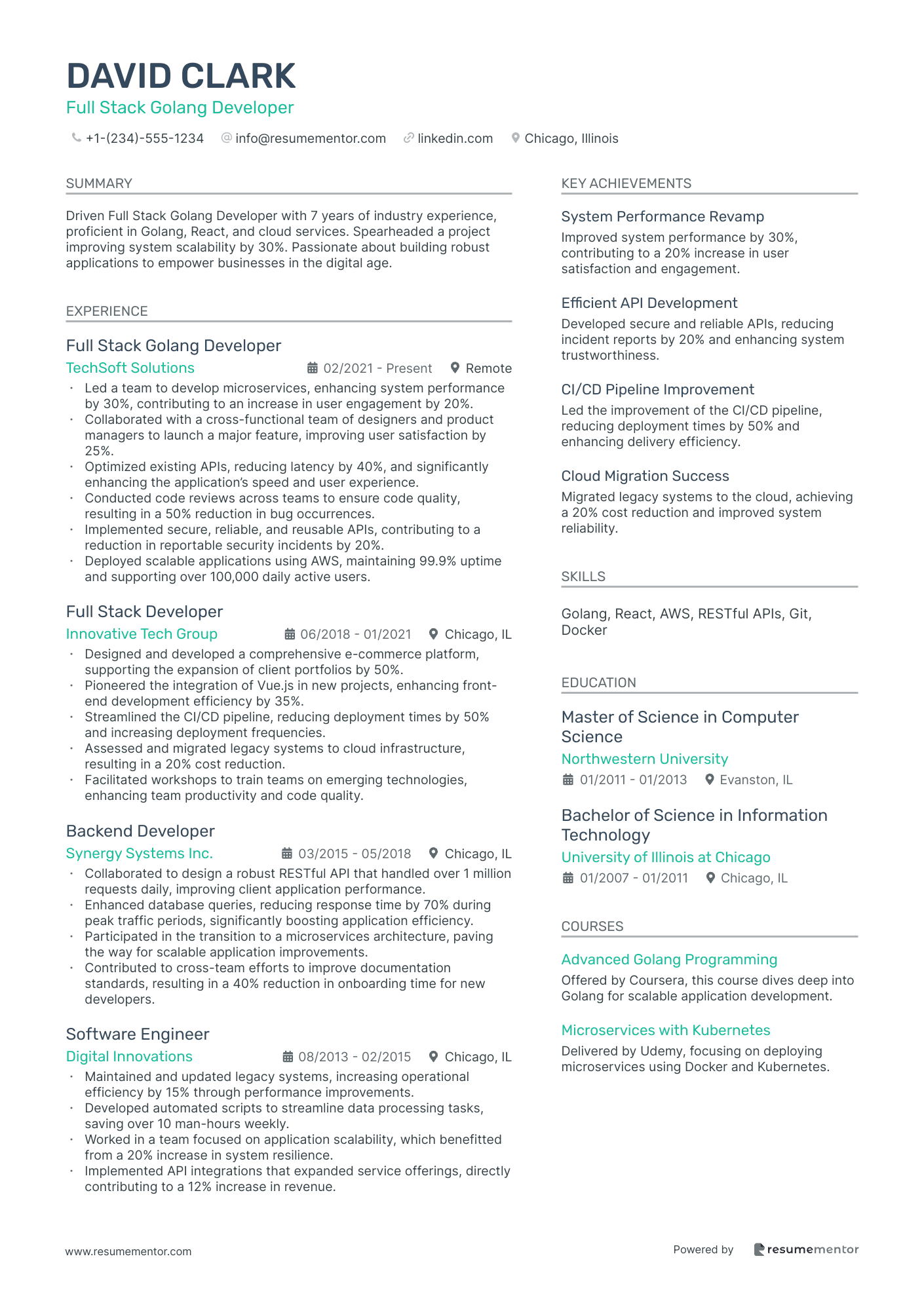 Full Stack Golang Developer