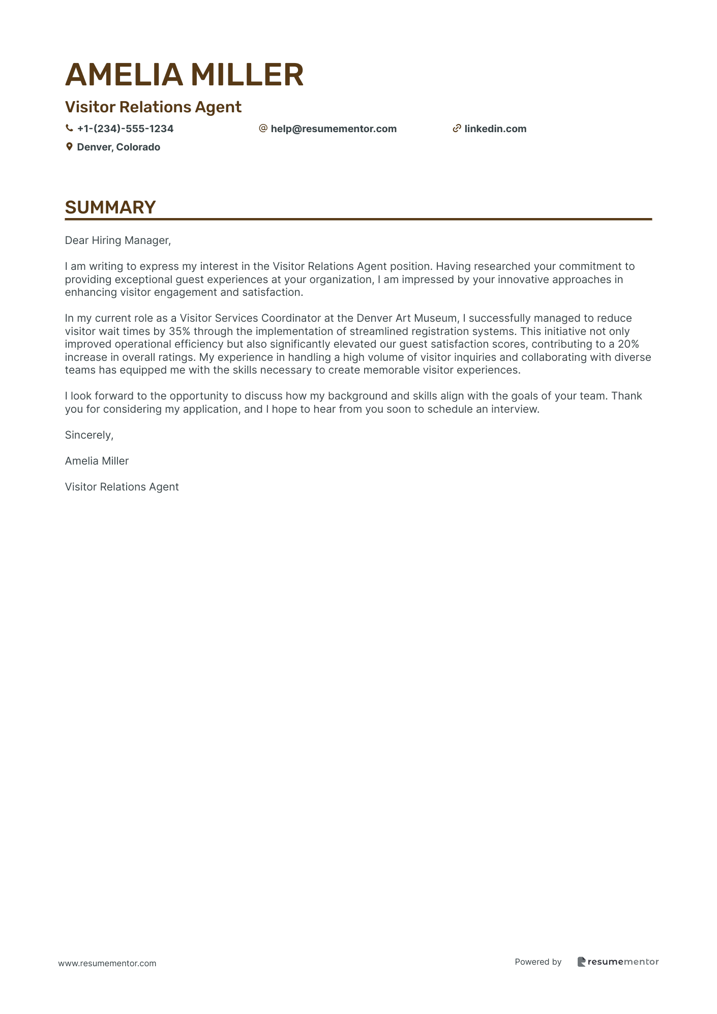 Visitor Relations Agent
