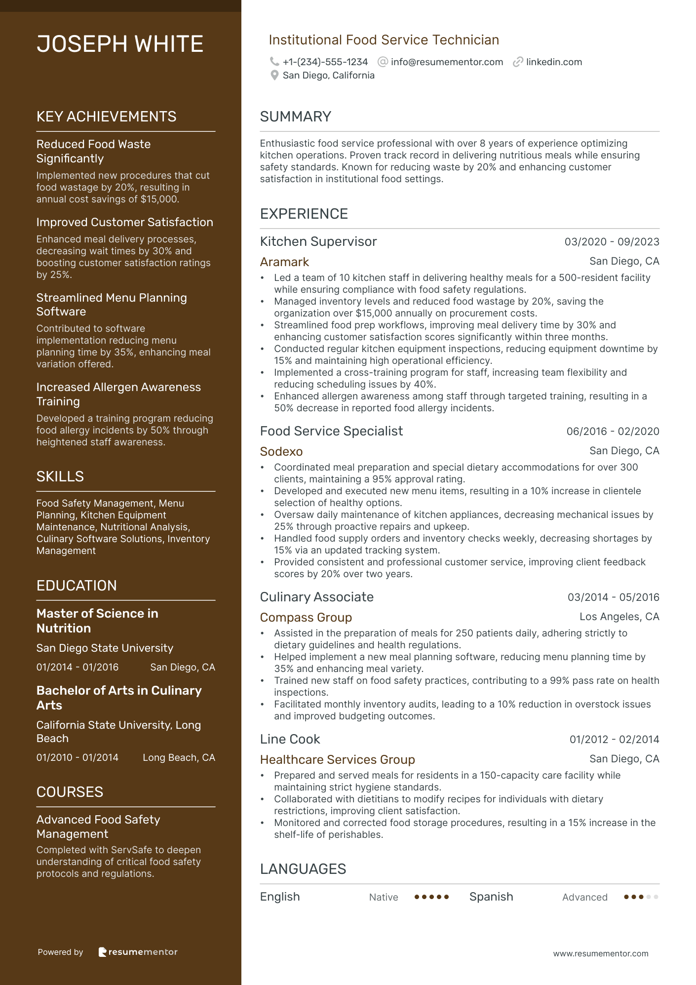 Institutional Food Service Technician