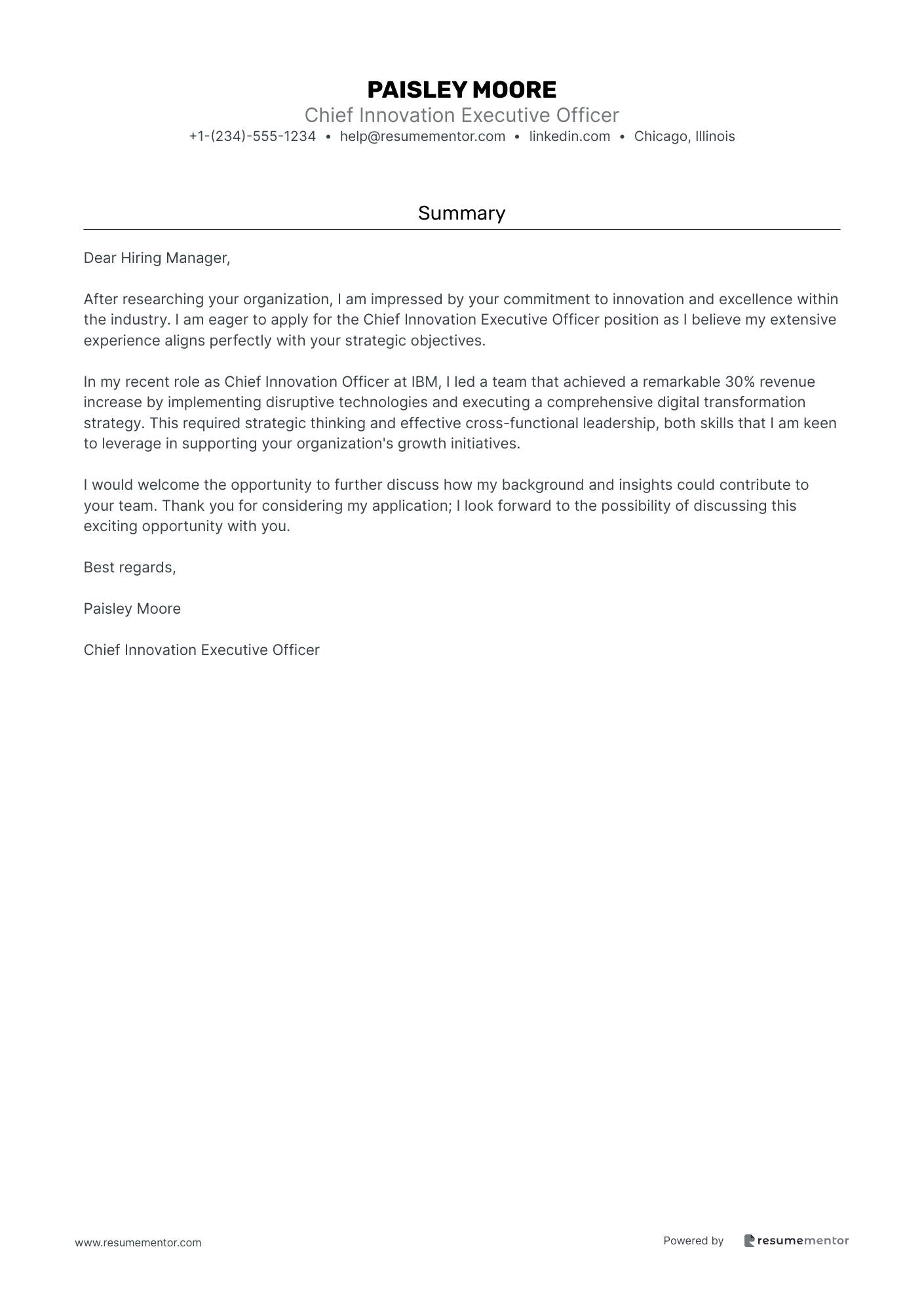 Chief Innovation Executive Officer